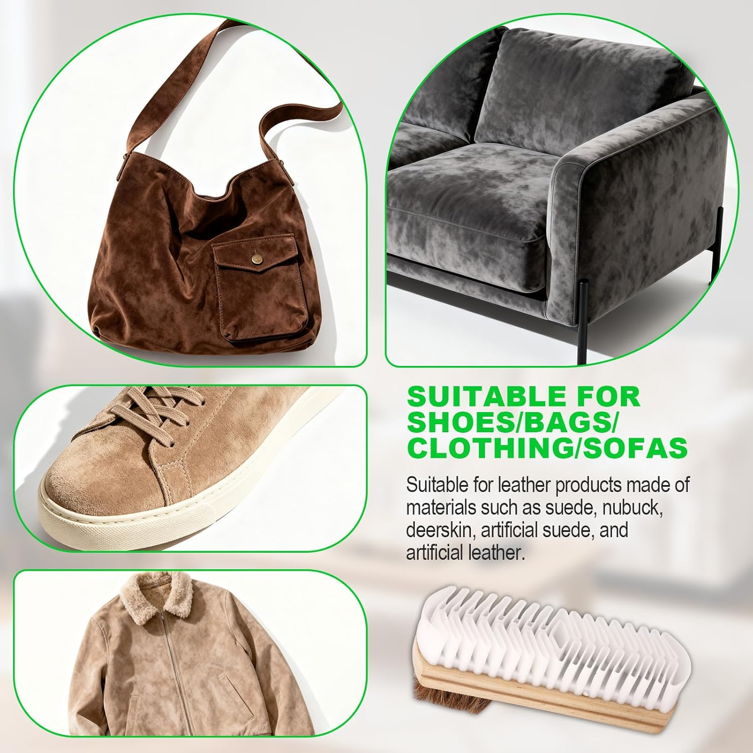 2-In-1 Suede Shoe Brush with Eraser, Wooden Handle Suede & Nubuck Cleaning Brush for Shoes Bags Jackets image number 1