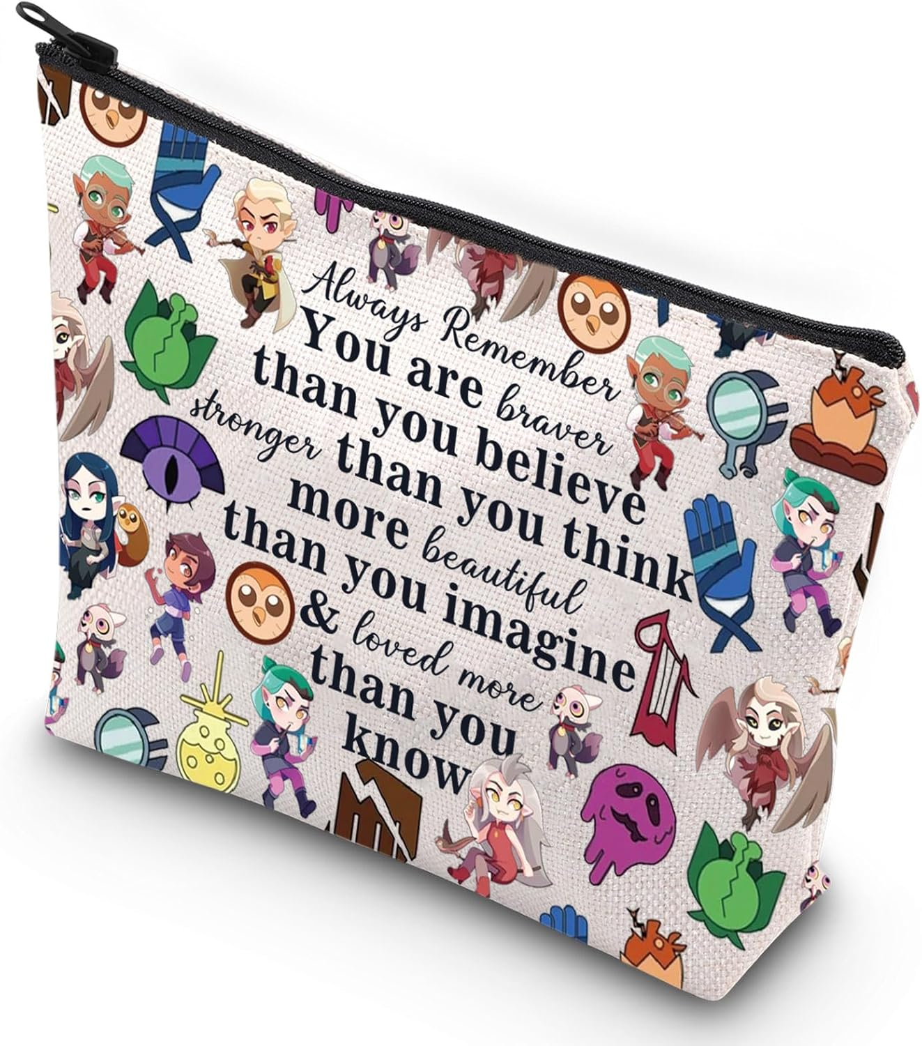 G2TUP Luz Noceda Cosmetic Bag Eda & Luz Fans Gift You Are Braver Stronger Beautiful than You Know Zipper Pouch Bag Amity Blight Merch, You Braver Owl H, 无 image number 6