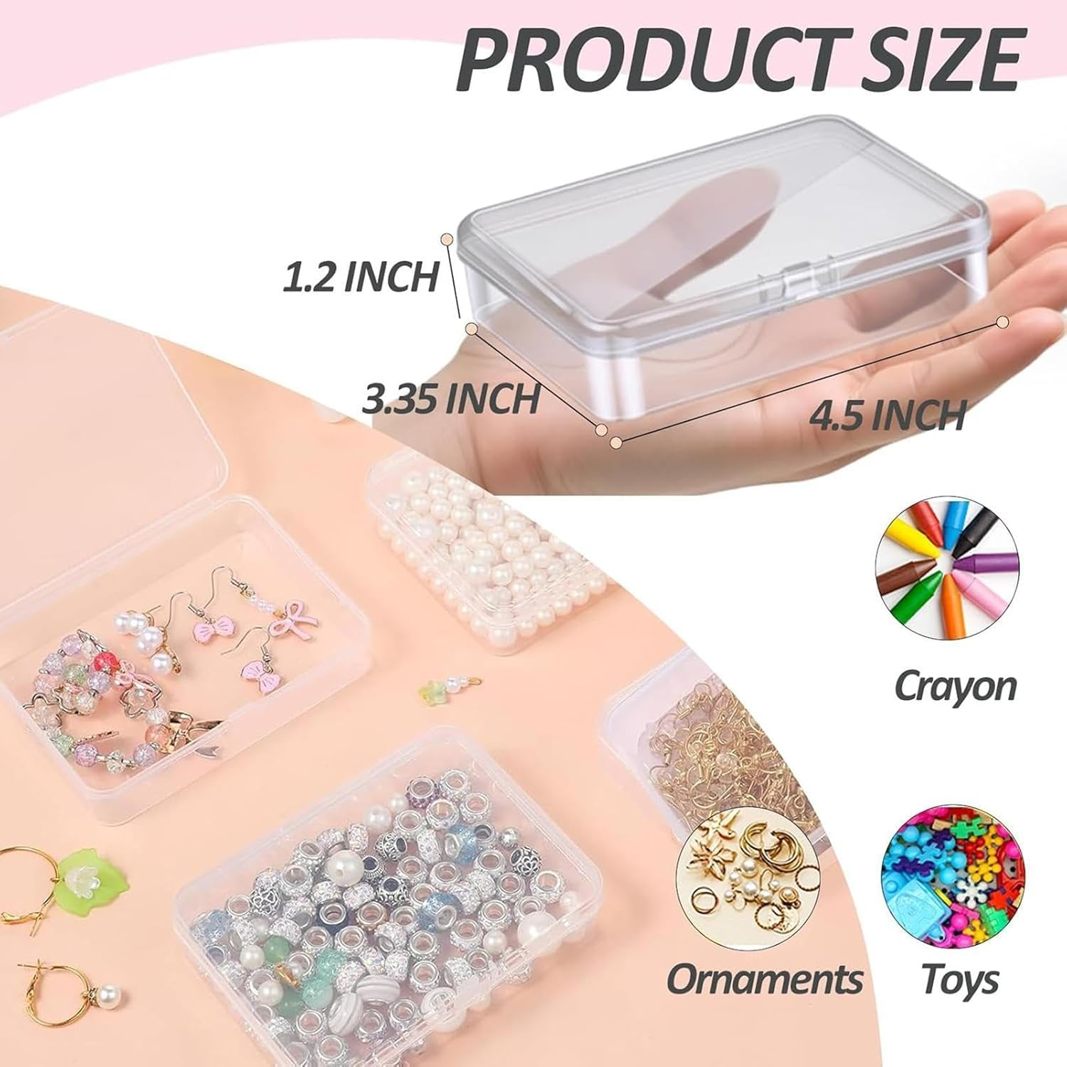 Qianly 24X Bead Storage Box Craft Organizer Crayon Box Stackable for Buttons Charms Hairbands image number 1