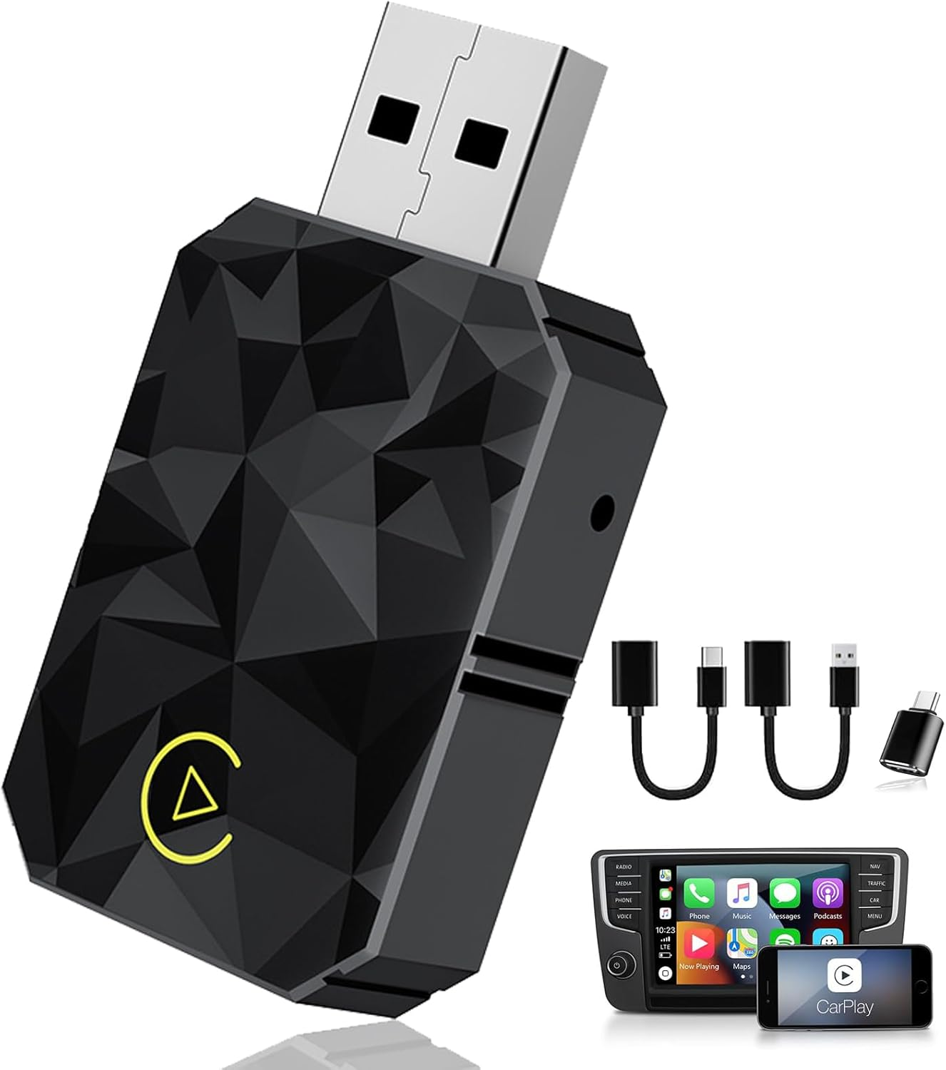 Vervex Upgraded Wireless Carplay Adapter 2025, Convert Wired to Wireless for Carplay＆Android Auto, Car Play Adapter for Lphone Mini Small Size, Usb/Type-C Plug and Play with Los Android 10+ image number 6