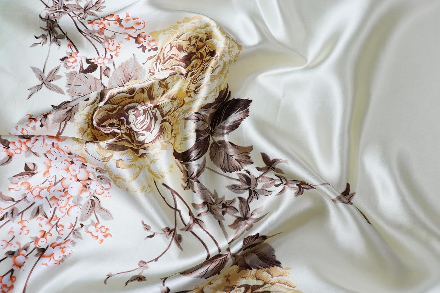 Vabovin Women'S 35" Satin Square Silk like Hair Scarves and Wraps Headscarf for Sleeping - 006 Yellow Cashew Design image number 4