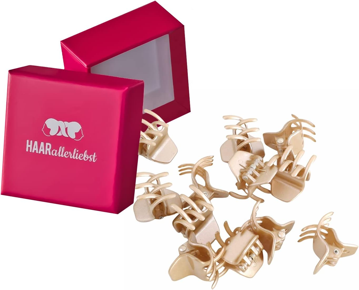 Haarallerliebst Hair Clips for Blonde Hair (Pack of 12 | Rose Gold | 2 Cm) with Box for Storage