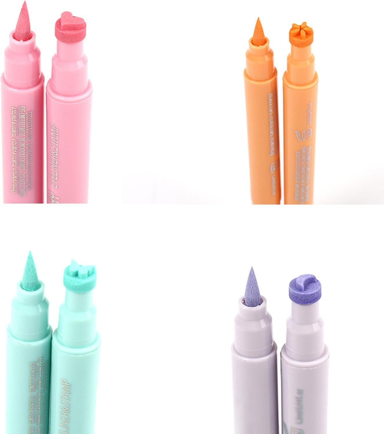 5-Piece Liquid Colored Eye Liner Stamps, Winged Eye Liner Stamp, Waterproof Eye-Lid Makeup Pen Set, Long-Lasting/Quick-Drying, Double-Ended 2In1 Pens, 1.2Ml for Daily, Casual, Festival Makeup