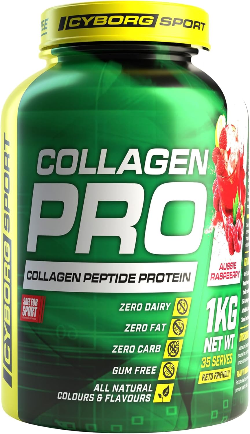 Cyborg Sport - Collagen Pro Blueberry Burst 1Kg: Collagen Peptide Protein - Zero Dairy - Zero Fat - Zero Carb - Gum Free - All Natural Colours & Flavours - Happy Tummy Guarantee - Safe for Sport&hellip;
