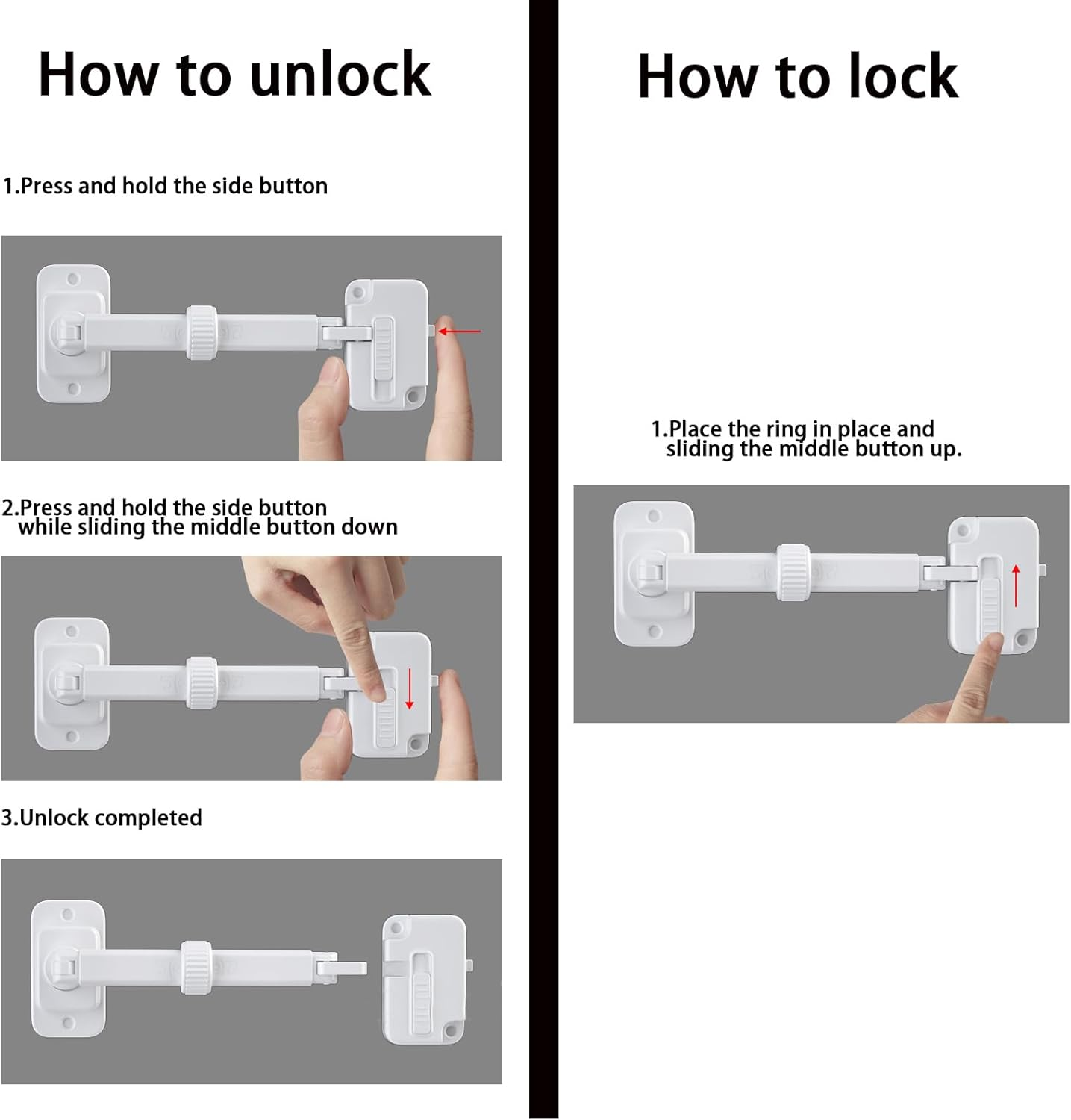 CMINGJ（3 Pack） Child Proof Window Restrictor, Adjustable Baby Safety Window Lock, Window Safety Locks for Toddlers & Pets, Easy to Install Suitable for Door, Washing Machine, Cat Door (White) image number 5