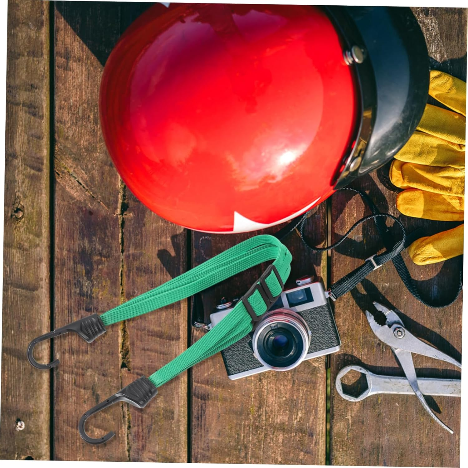 BELLIFFY Helmet Elastic Rope Motorcycle Helmet Net Green Motorcycle Accessories Luggage Binding Strap Outdoor Travel Cycling Gear image number 6