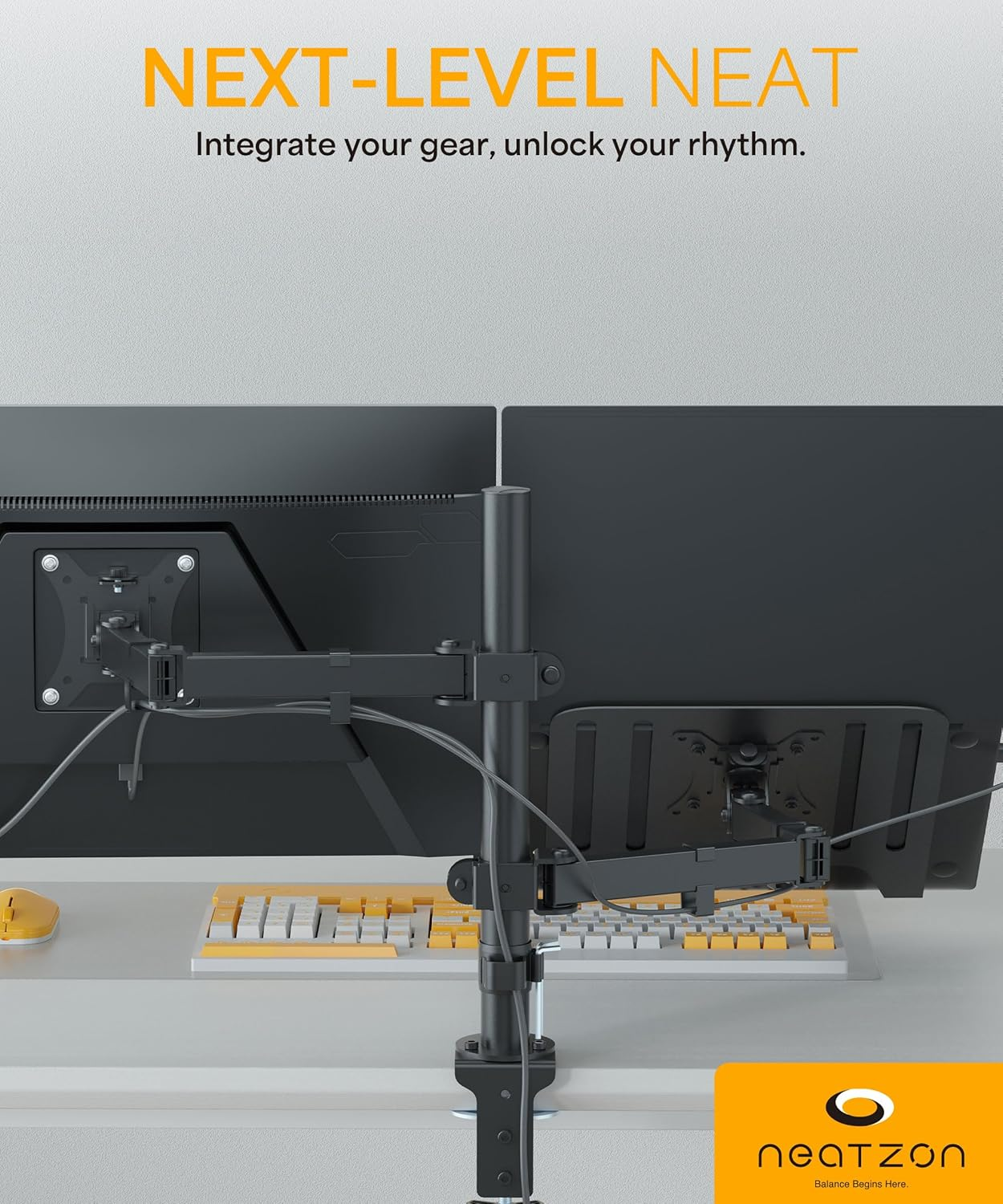 Neatzon Laptop and Monitor Arm &ndash; Sleek Desk Mount for Notebook and Screen up to 8Kg, Ergonomic Articulating Stand with Cable Management, VESA Compatible NZ-ARM-02 image number 4