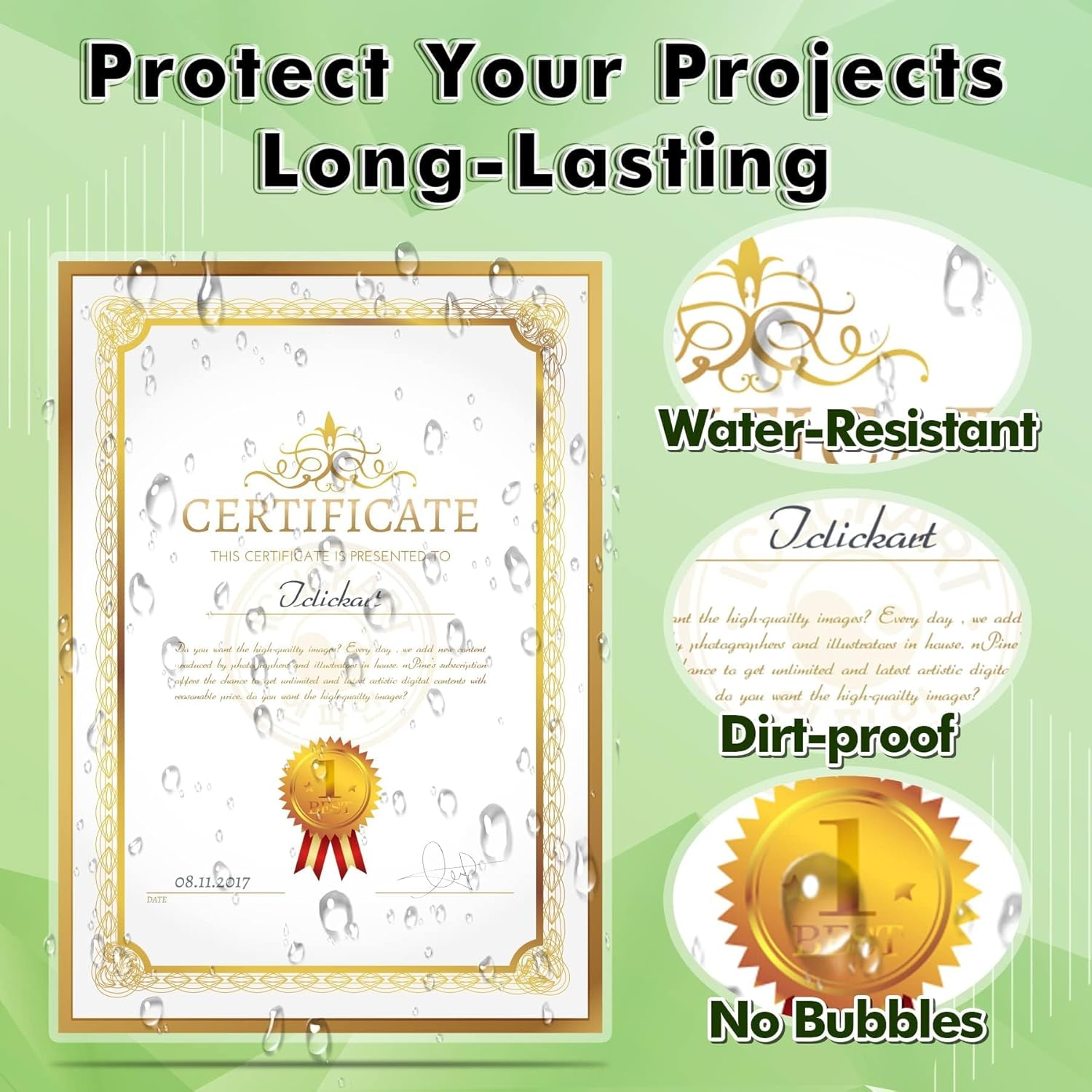 Koala Self Adhesive Laminating Sheets A4 Size Cold Laminating Sheets, No Machine Needed Clear Self Sealing Laminate Sheets Waterproof Protection for Stickers, Photos 20 Sheets image number 3