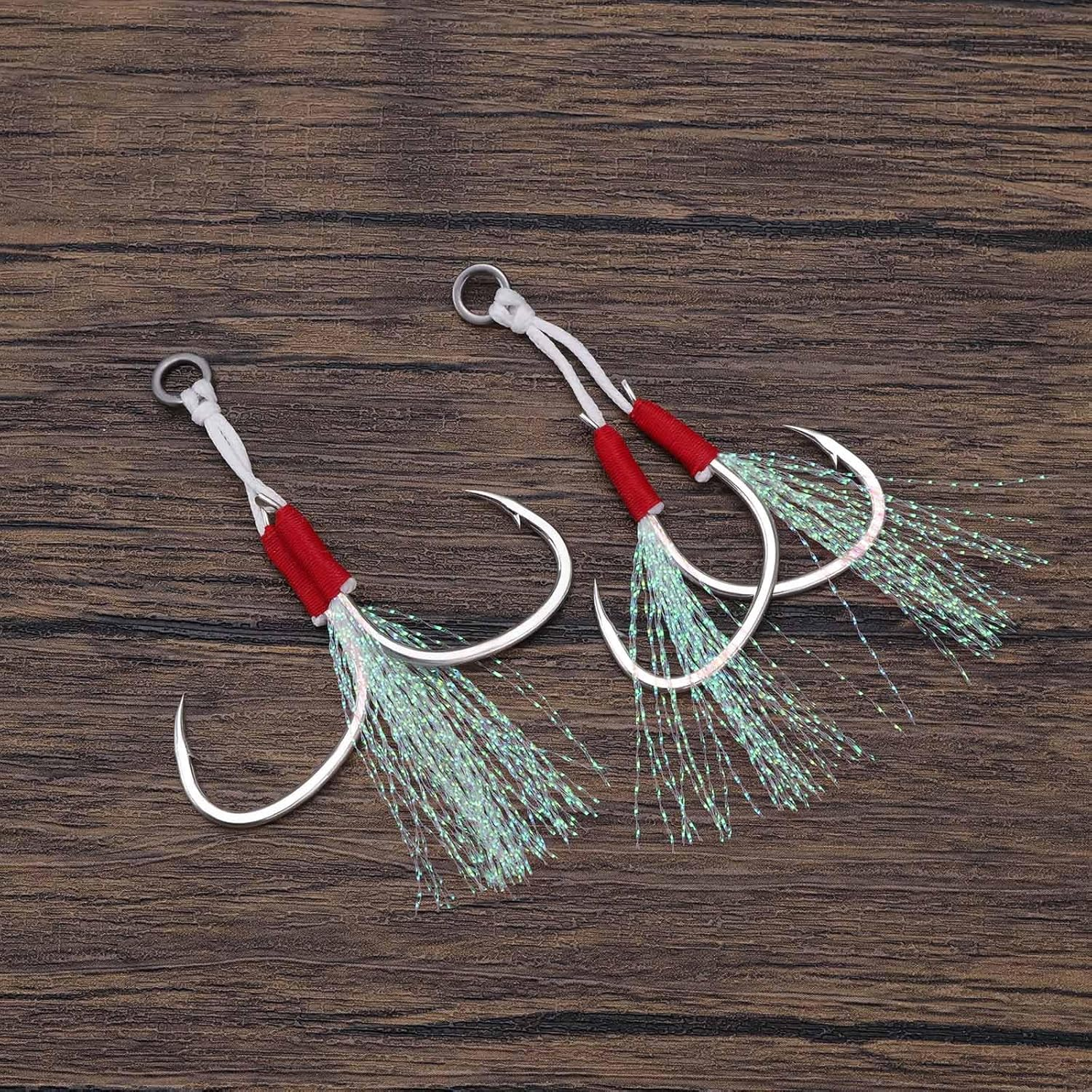 SG Store 5Pcs Double Jigging Assist Hooks Saltwater Dancing Stinger Jigging Hook for All Kinds of Jigging Vertical Jigging Baits Saltwater Jigging - Blue image number 4