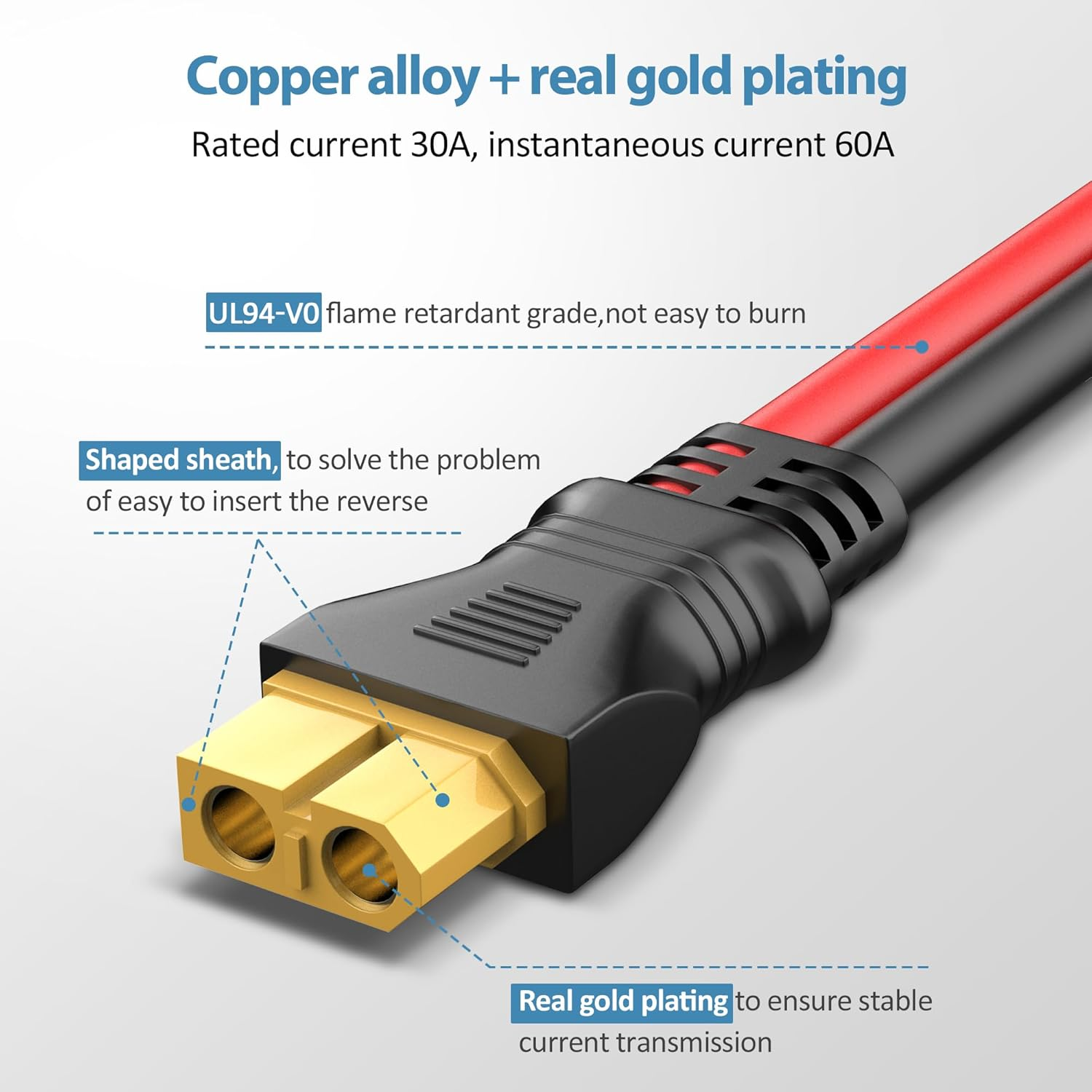 Pixelman Solar Panel Plug to XT60 Charge Cable, 10AWG Connector with Upgraded Adapter, Extension Cable (3.2 Ft), 10A-SOLAR-XT60-3.2 FT image number 5