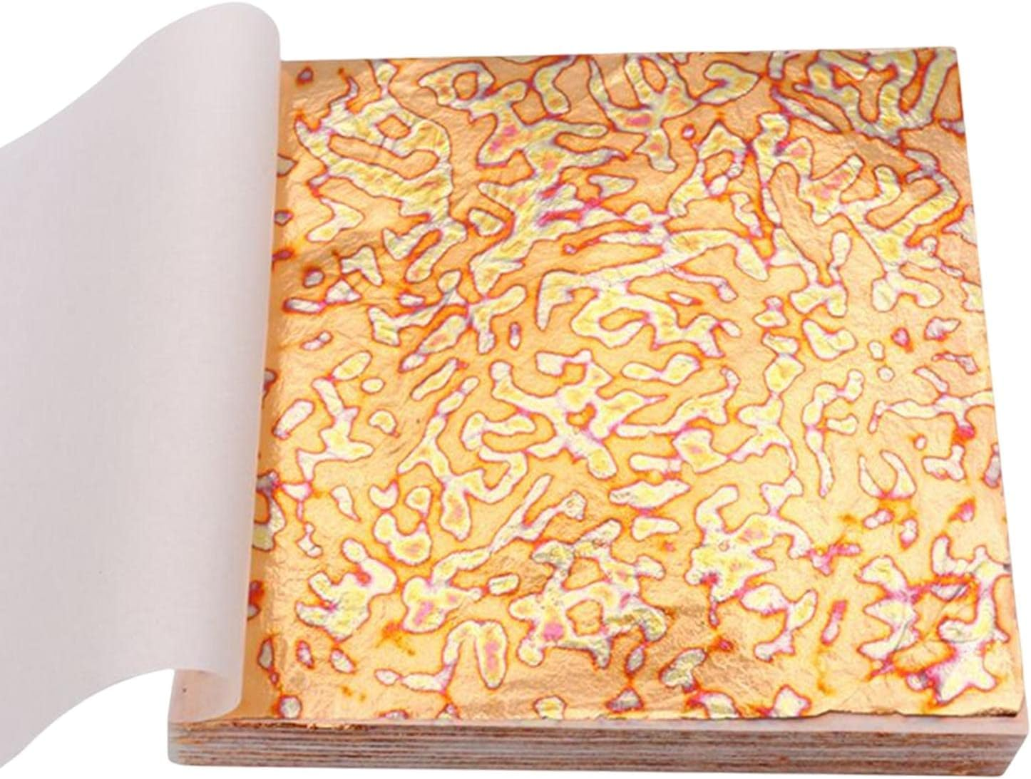 Colaxi Variegated Gold Leaf Sheets Decoration Patterned 50 Sheets Multipurpose Colored Imitation for Makeup Handcrafts Paintings Home Furniture , Style A image number 5