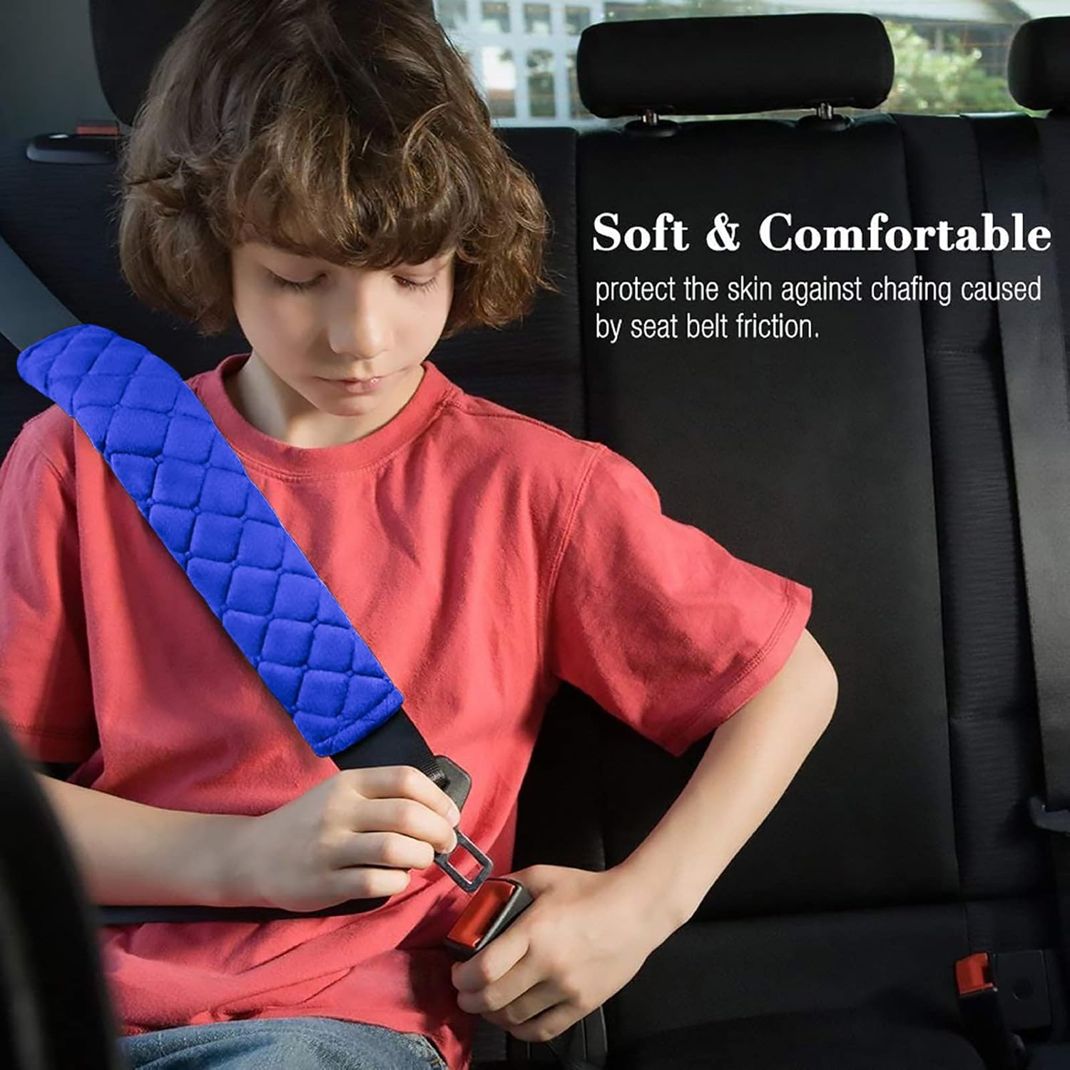 2Pack Car Seat Belt Pads Cover,Seat Belt Shoulder Strap Covers Harness Pad for Car/Bag,Soft Comfort Helps Protect You Neck and Shoulder from the Seat Belt Rubbing(Blue) image number 5