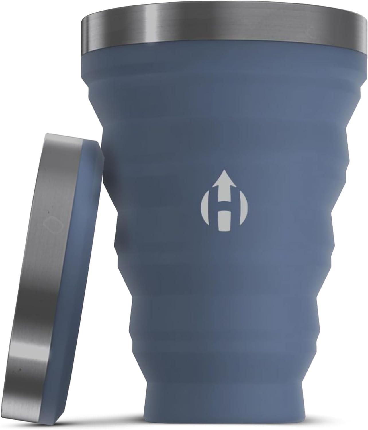 HYDAWAY Collapsible Pint - 16 Oz, Silicone & Steel Rim I Collapsible Cup for Beer, Water & Soda, Portable Drinking Cup for Party, Camping, Backpacking & Hiking, Folding Travel Cups Collapse to 1-Inch - Blue Ice image number 4