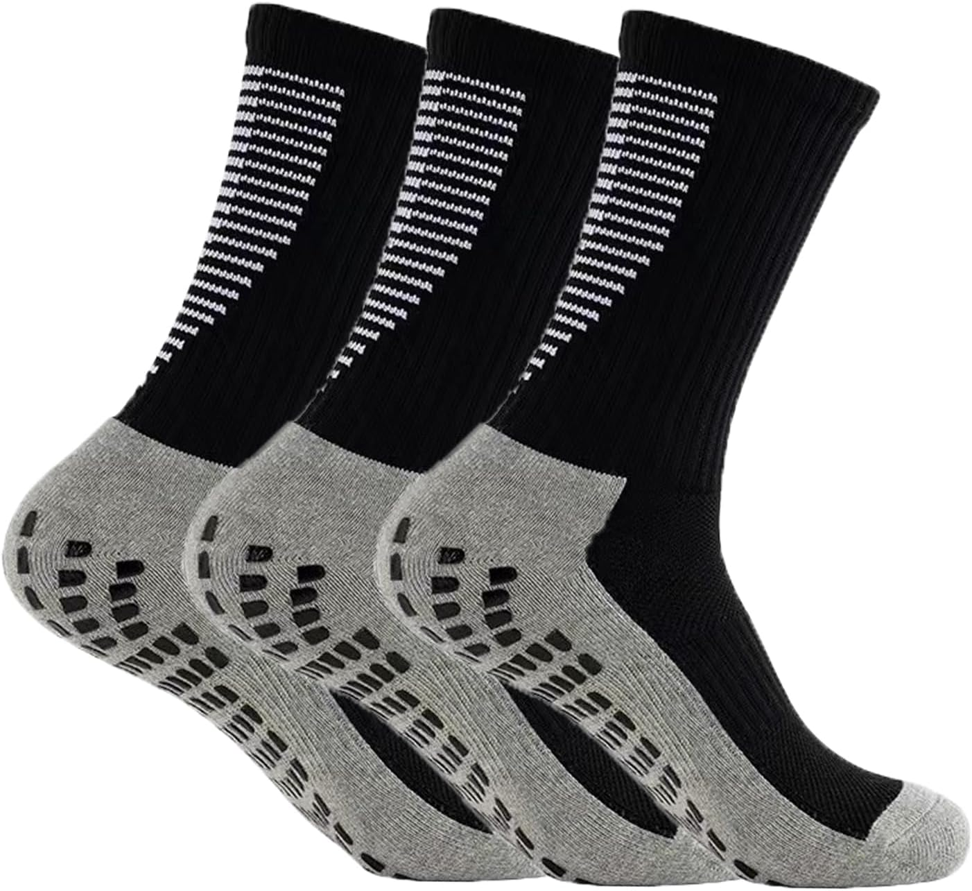 TRADERPLUS 3 Pairs Men'S Soccer Socks anti Slip, Grip Socks Soccer Non Slip Socks Training Athletic Socks