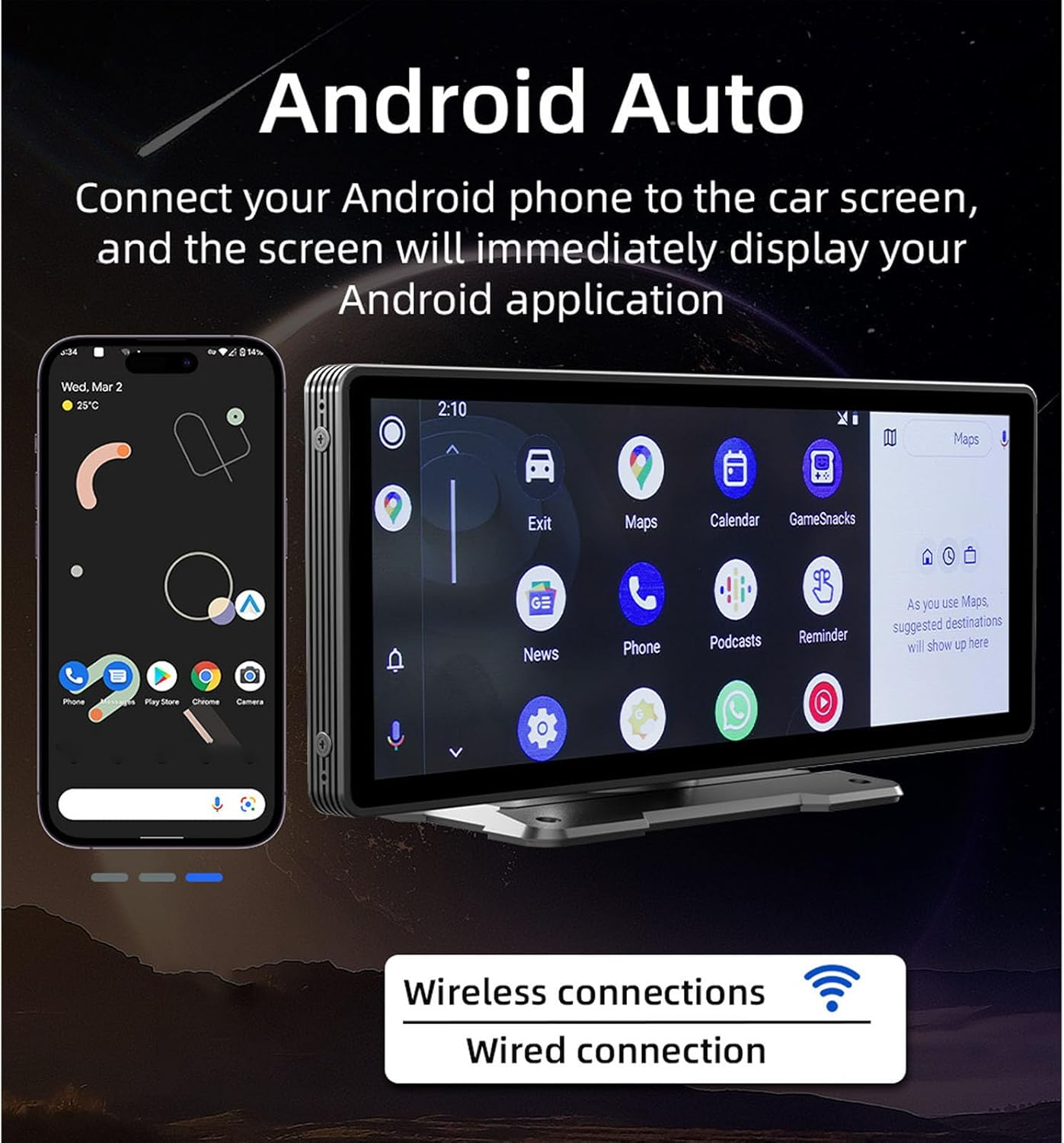 9.3 Inch HD Car MP5 Player, Bluetooths Car Multimedia Player with Backup Camera for Carplay for Android Auto, Support FM AUX, Portable Car Stereo DVD Player with Mirror Link image number 2