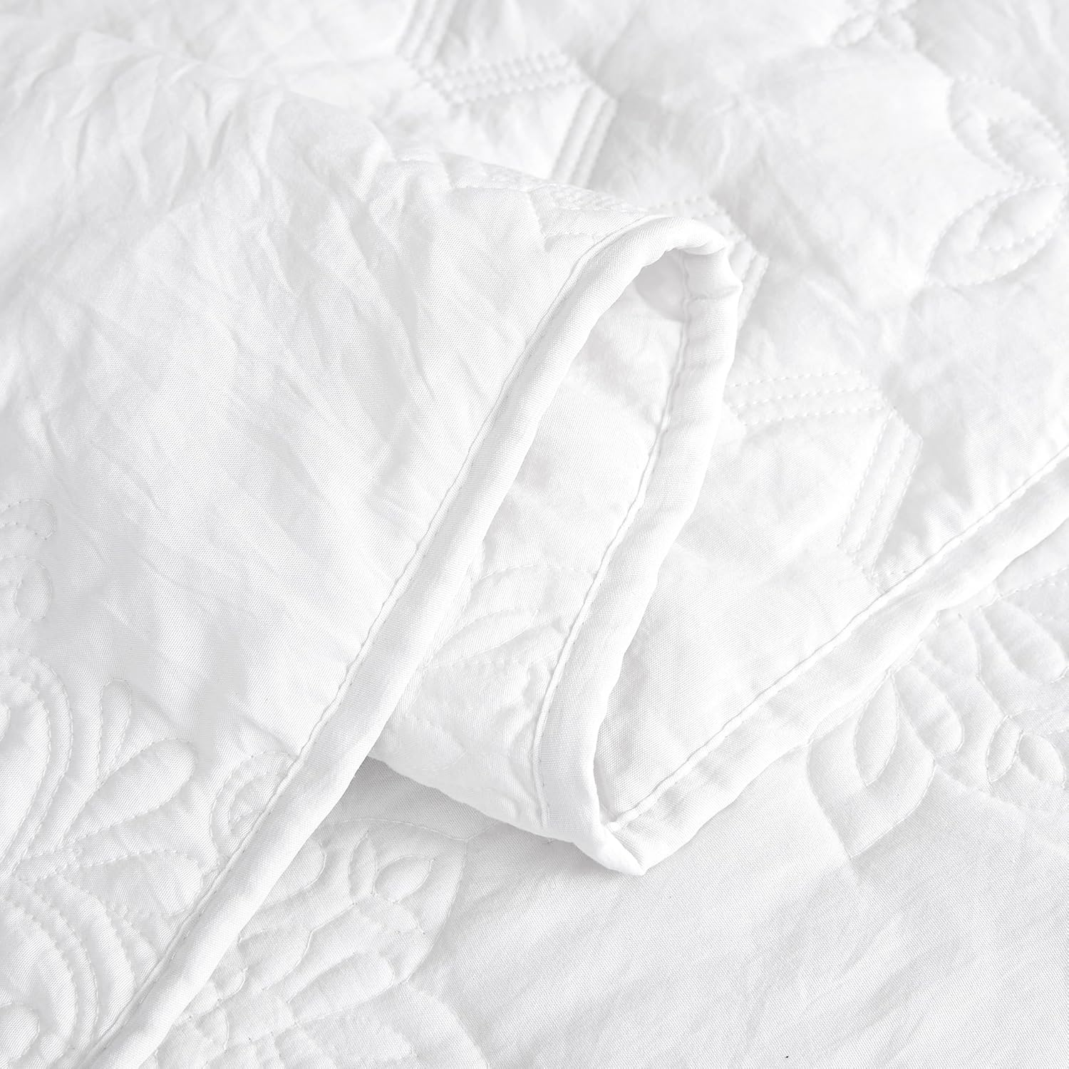 Boho White Quilt California Cal King Size Bedding Set with Pillow Sham, Oversized Lightweight Soft Bedspread Coverlet, Quilted Blanket Thin Comforter Bed Cover for All Season, 3 Pieces, 118X106 Inches image number 7
