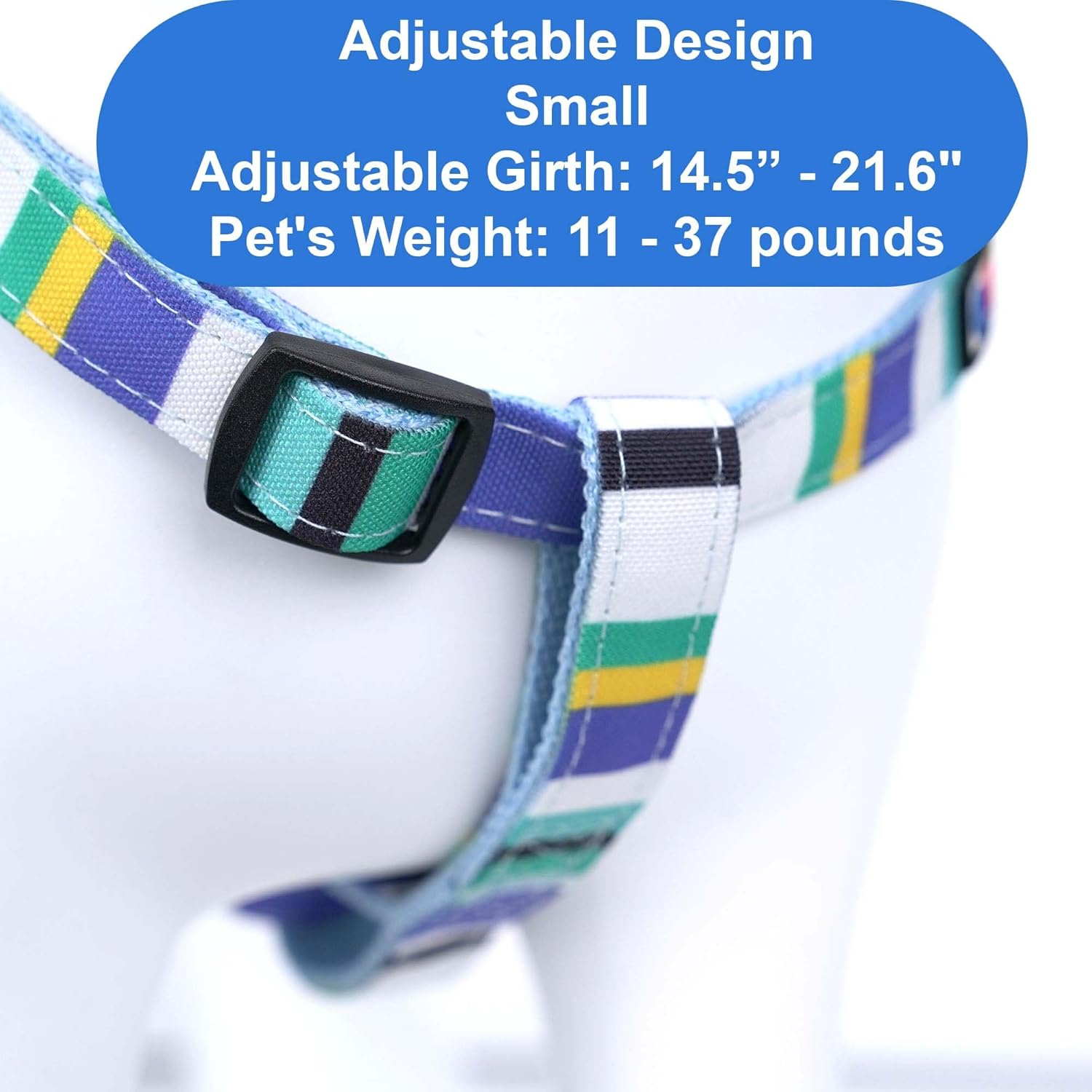 Pawtitas Step in Dog Harness or Vest Harness Training of Your Puppy Harness Small Blue/Teal/Yellow image number 3
