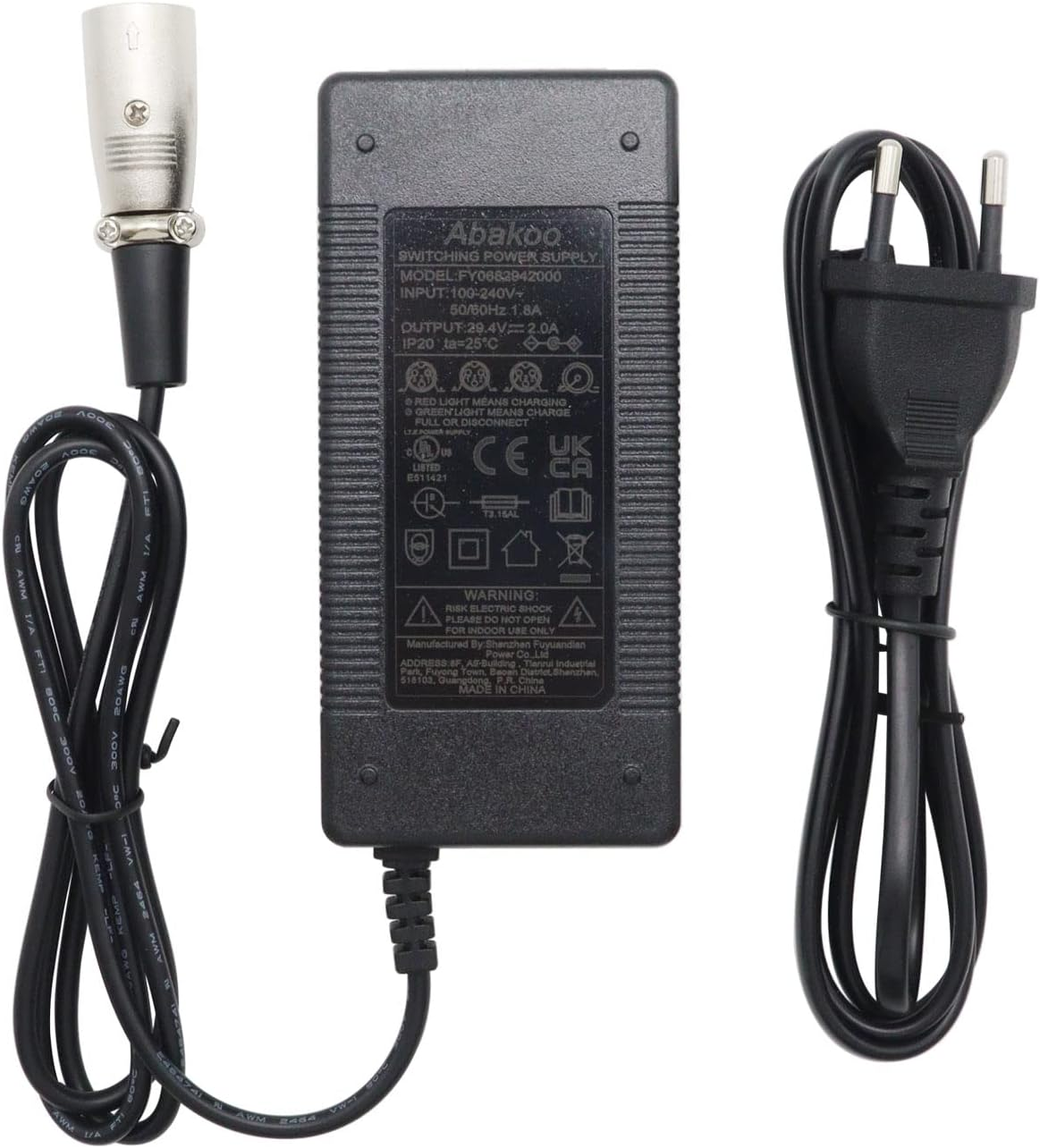 Abakoo Prophete Aldi Netto Power Supply Charger Cable 29.4V 2A for 24V 10AH Batteries with 3-Pin XLR Plug Replaces HP1202L2 for Trio Saddle Tube Batteries