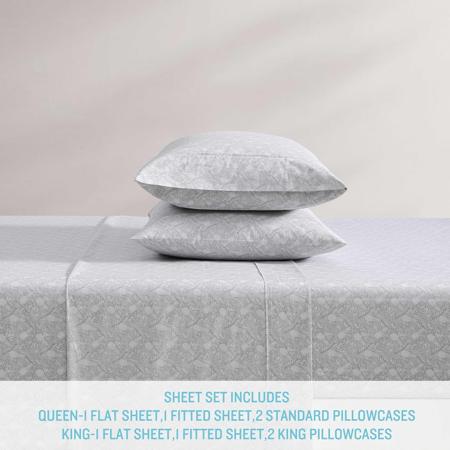 Tommy Bahama - Sheet Set, Breathable Percale Cotton Bedding, 200 Thread Count, Tropical Home Decor (Pineapple Venture Rock, Queen) image number 4