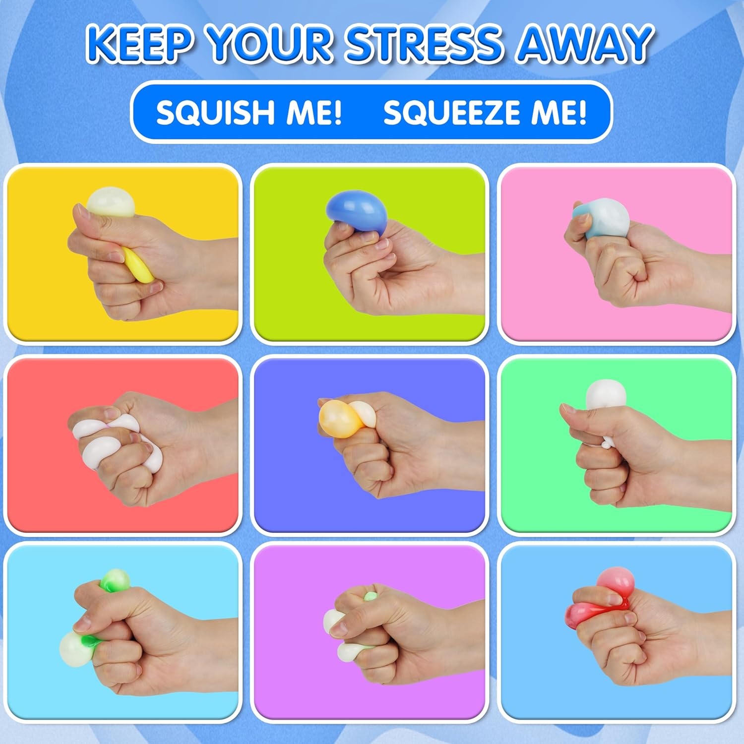 24Pack Stress Balls Bulk for Adults Mini Size, Box Squishy Squeeze Squishies Ball Mini Cute Stress Relief Balls Toys, Party Favors, Birthday Gift, Goodie Bag Stuffers image number 4