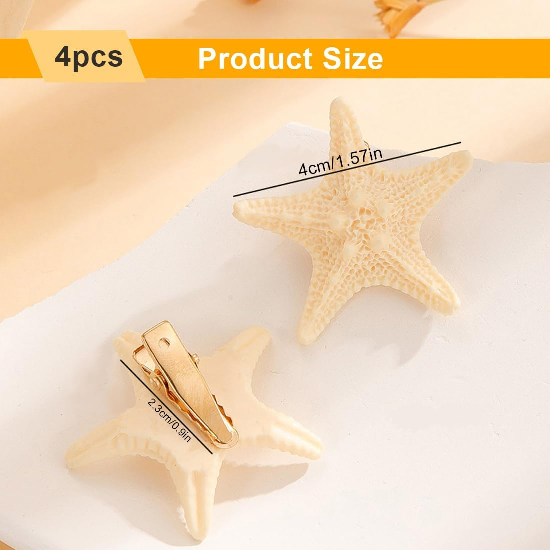 SGERUFZ Starfish Hair Clips Kids, Set of 4 Resin Mermaid Hair Accessories, Crocodile Clips for Girls, Children'S Hair Clips Set, Starfish Decoration for Everyday Use and Parties image number 1