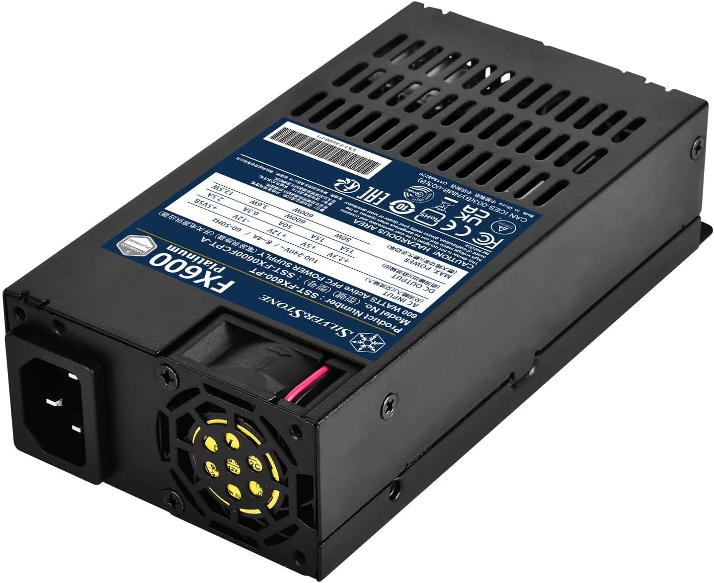 Silverstone Technology FX600 Platinum, Cybenetics Platinum 600W Flex ATX Power Supply, SST-FX600-PT