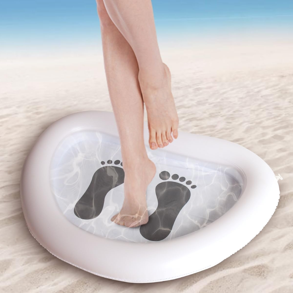Baiao Inflatable Pool Foot Bath Basin, Beach Foot Wash Pool Portable, Swimming Pool Clean Feet Accessories with Air Pump, for Pool Entry Ladder Home Spa Clean Feet above Ground Pool Accessories image number 4