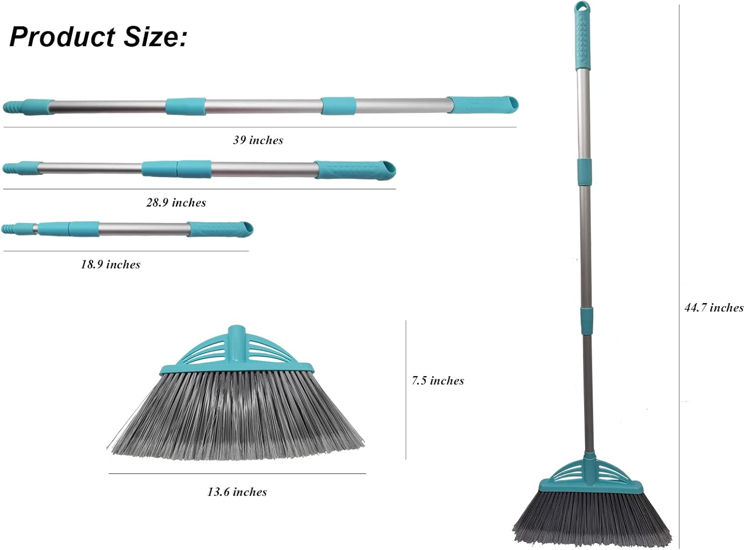 Xifando Three-Section Telescopic Aluminum Alloy Rod Long-Handled Broom (Light Blue) image number 1