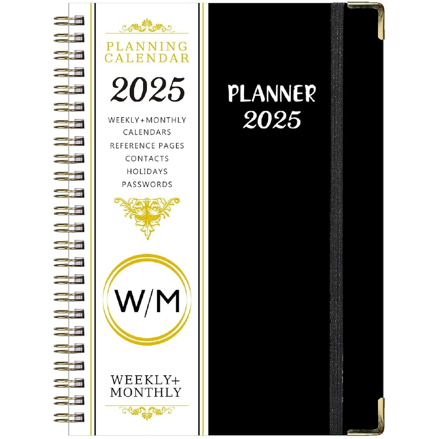 Lined Spiral Journal Notebook, A5 Weekly and Monthly Plan Ruled Journals for Writing, Hardcover Notebooks for Work,Note Taking and Office School Supplies (Black) image number 4