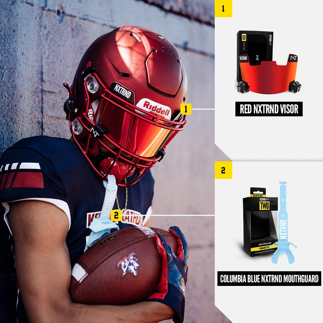 Nxtrnd VZR1 Tinted Football Visor, Professional Football Helmet Visor, Shield Fits Youth Football Helmets & Adult Football Helmets, Includes Visor Clips, Decal Pack, & Microfiber Bag - Chrome Purple image number 2