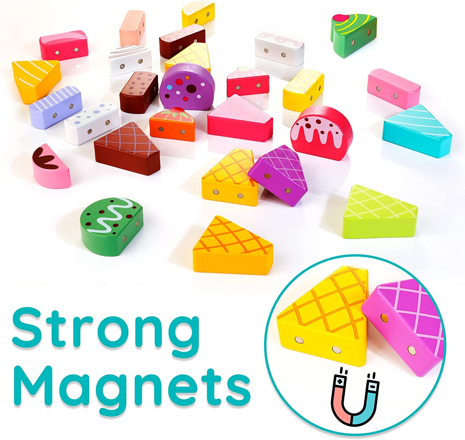 Wooden Ice Cream Truck, 28 Pcs Ice Cream Sweet Treats Pretend Play Food & Accessories, Montessori Sorting & Stacking Toys for Toddler Girls & Boys Age 2-5&hellip; image number 2