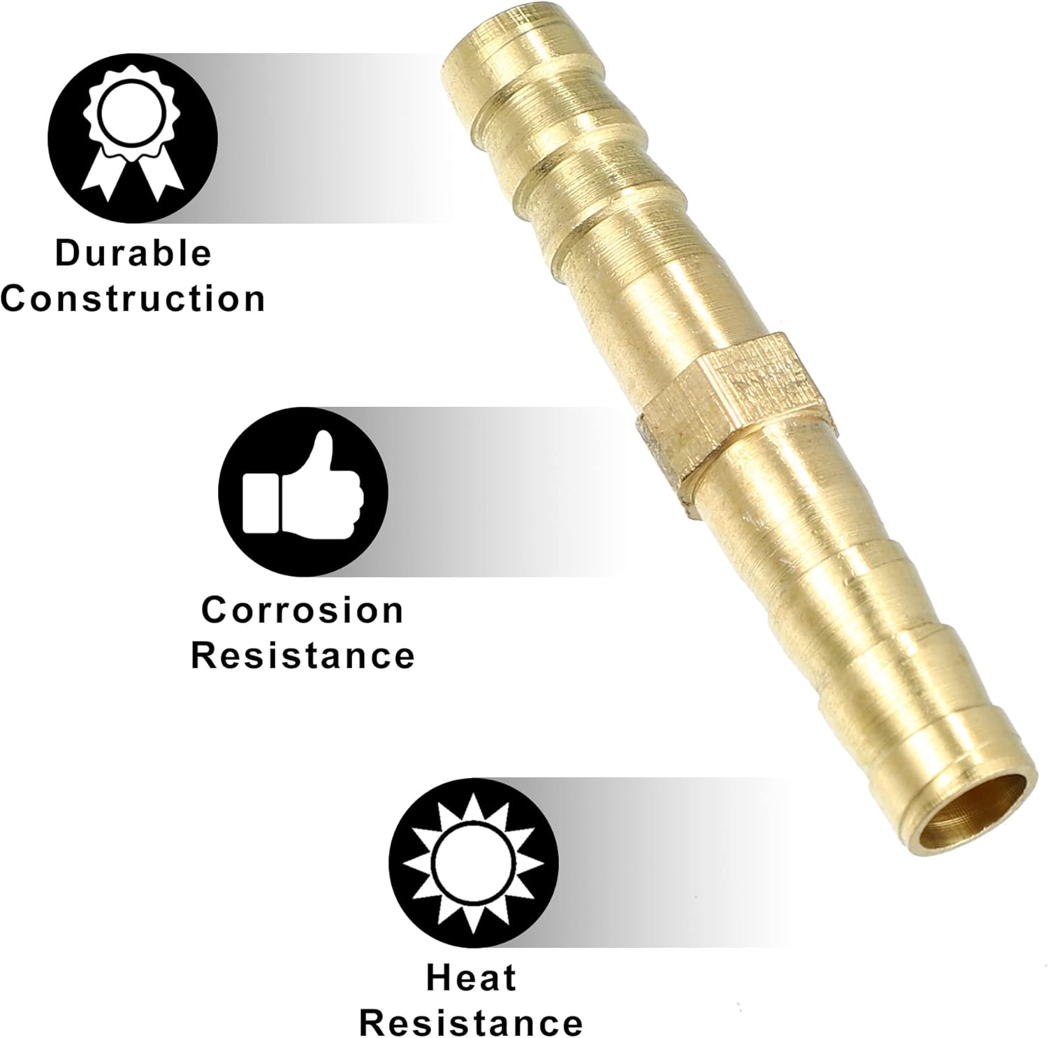 X AUTOHAUX 1 Set 6Mm Copper Hose Barb Fitting Connector for Joiner Air Water Fuel Pipe with 10 Clamps image number 3