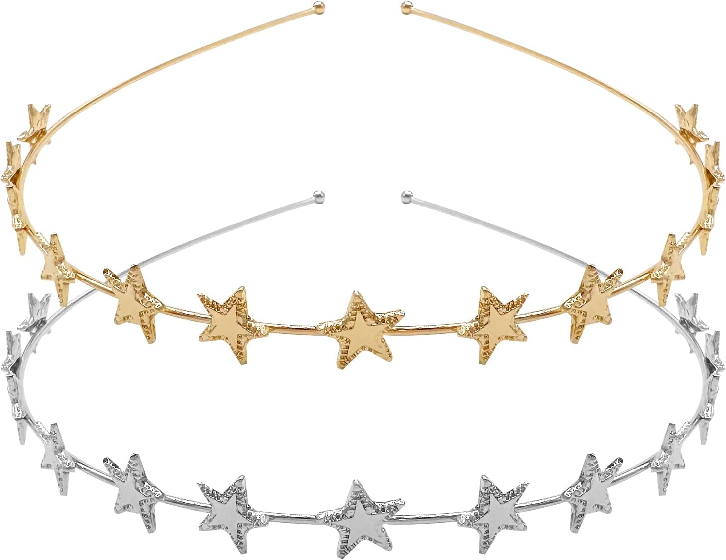 BUOKSLLY Pack of 2 Women'S Star Headbands, Girls' Hair Accessories, Hair Band, Glitter Headband, Star, Sparkling Elegance for Parties & Everyday, Gold and Silver, L image number 1
