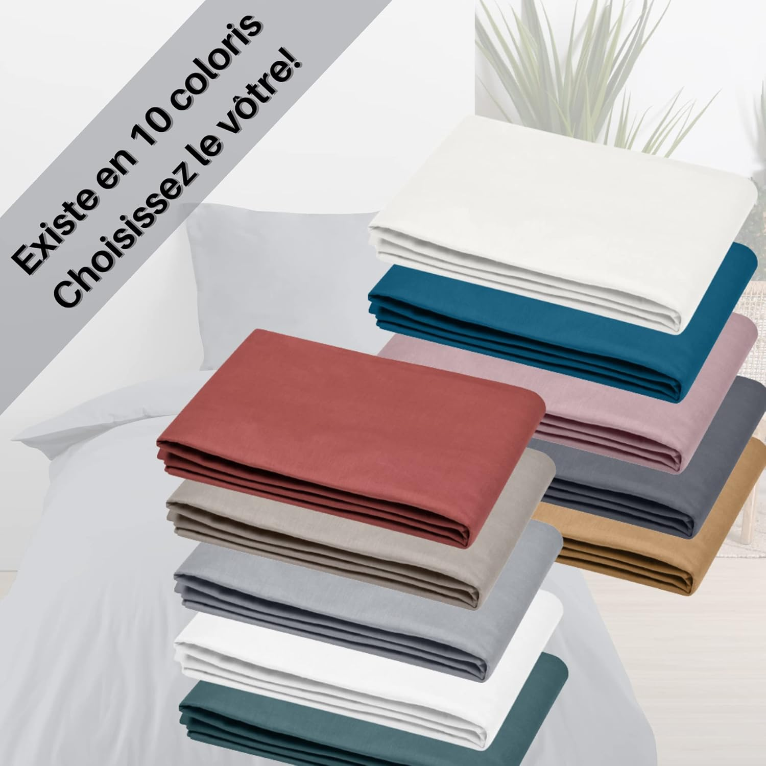 Lovely Casa - Flat Sheet - Size 180 X 290 Cm - 100% Cotton Certified According to Oeko-Tex - Mouse Colour - Model Eden - Bed Linen for Home - Soft and Comfortable for Cosy Cot Bumpers image number 4