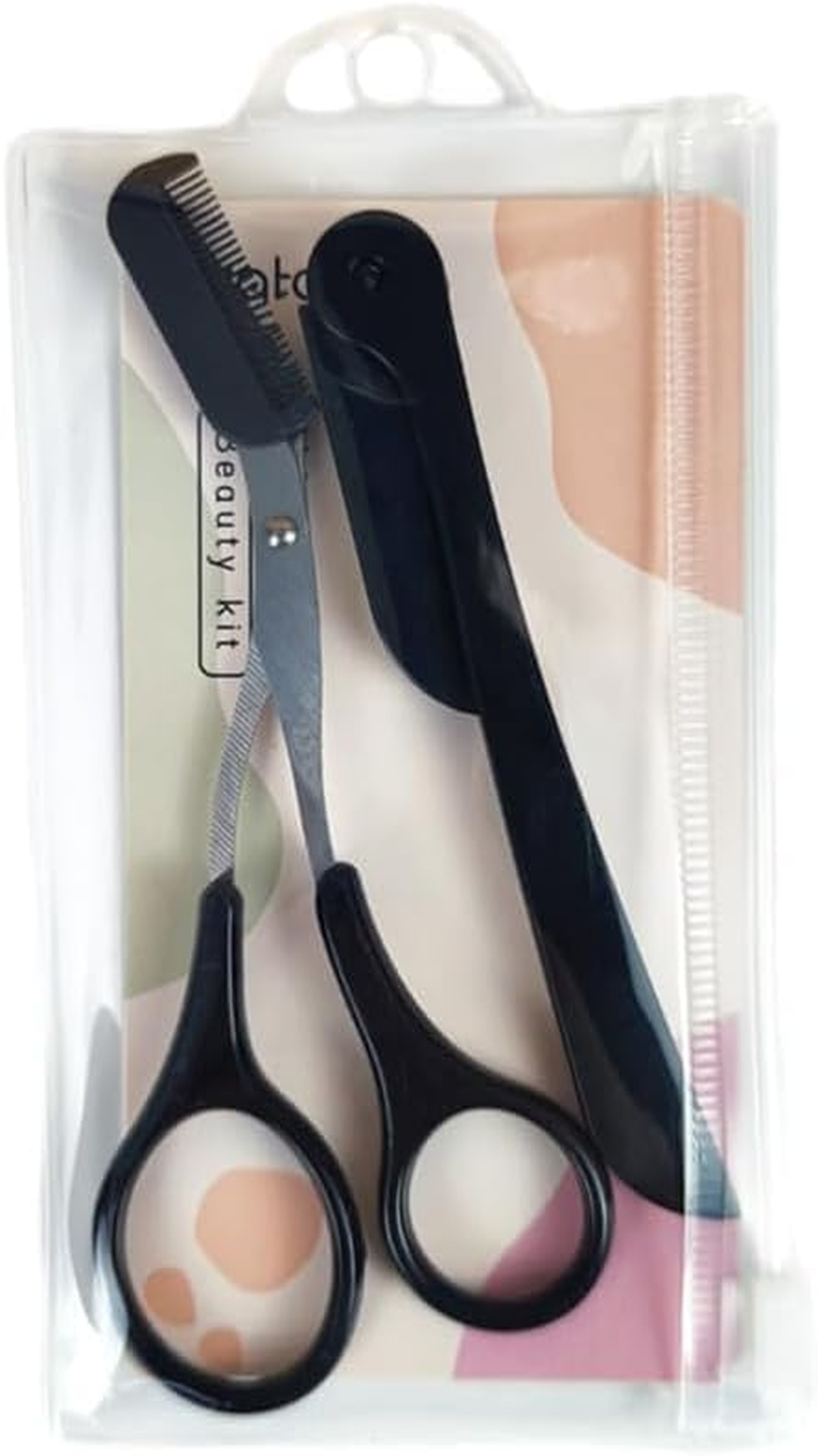 AIMALL Stainless Steel Eyebrow Scissors with Comb, Makeup Trimming Tweezers Tool, Durable Beauty Kit for Women&rsquo;S Precision Eyebrow Shaping