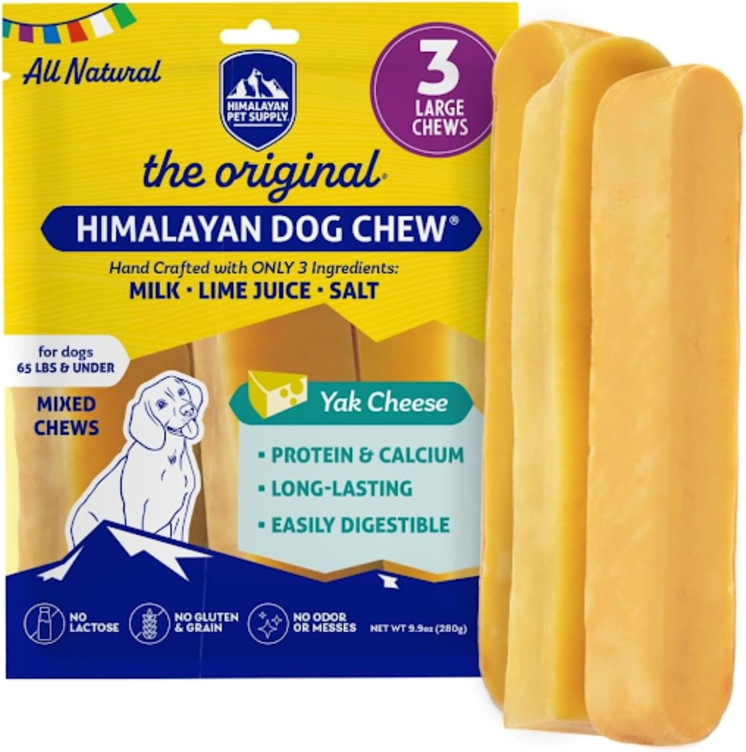 Himalayan Dog Chew Original Yak Cheese Dog Chews, 100% Natural, Long Lasting, Gluten Free, Healthy & Safe Dog Treats, Lactose & Grain Free, Protein Rich, Mixed Sizes, Dogs 65 Lbs & Smaller, 9.9 Oz image number 6