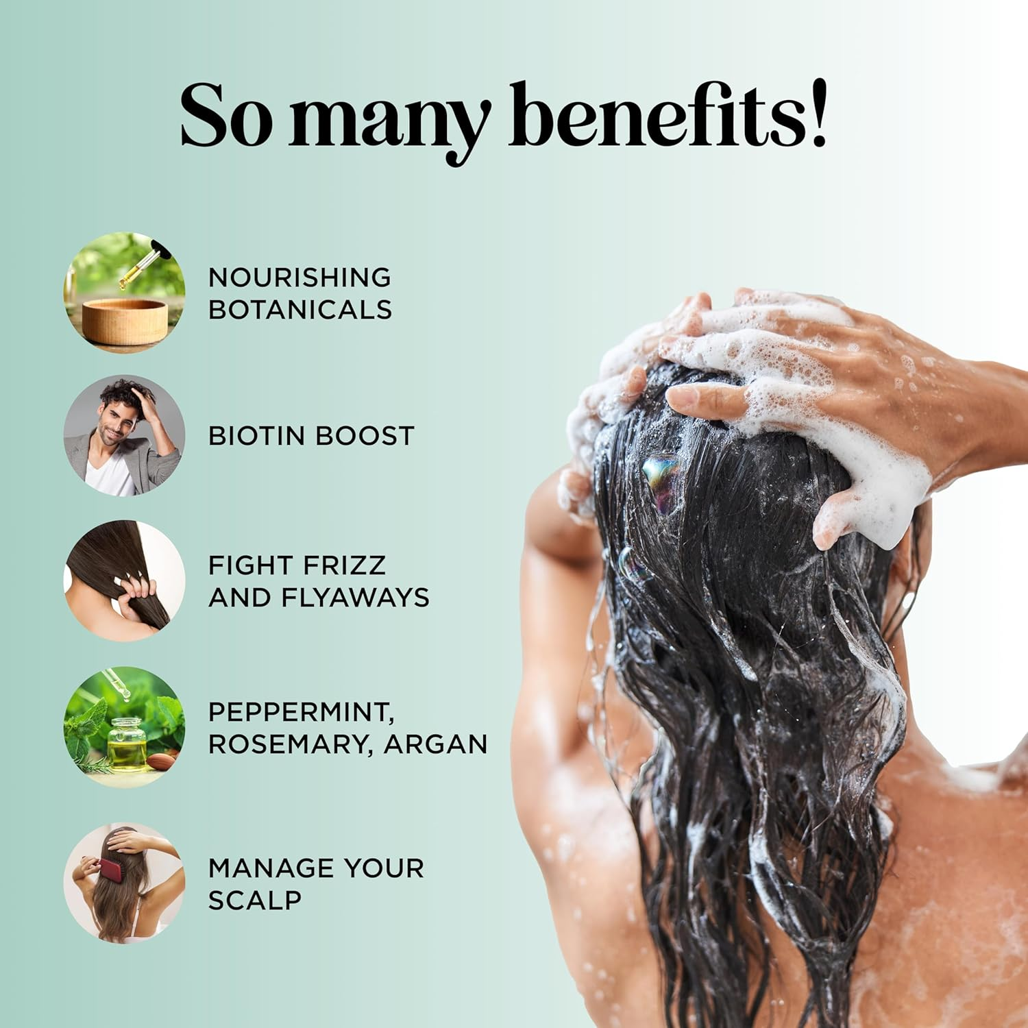 Biotin Rosemary Shampoo and Conditioner Set - Vegan Sulfate Free Biotin Shampoo and Conditioner Set Hair Growth Complex with Volumizing Rosemary Essential Oil for Fine Weak & Dull Hair image number 1