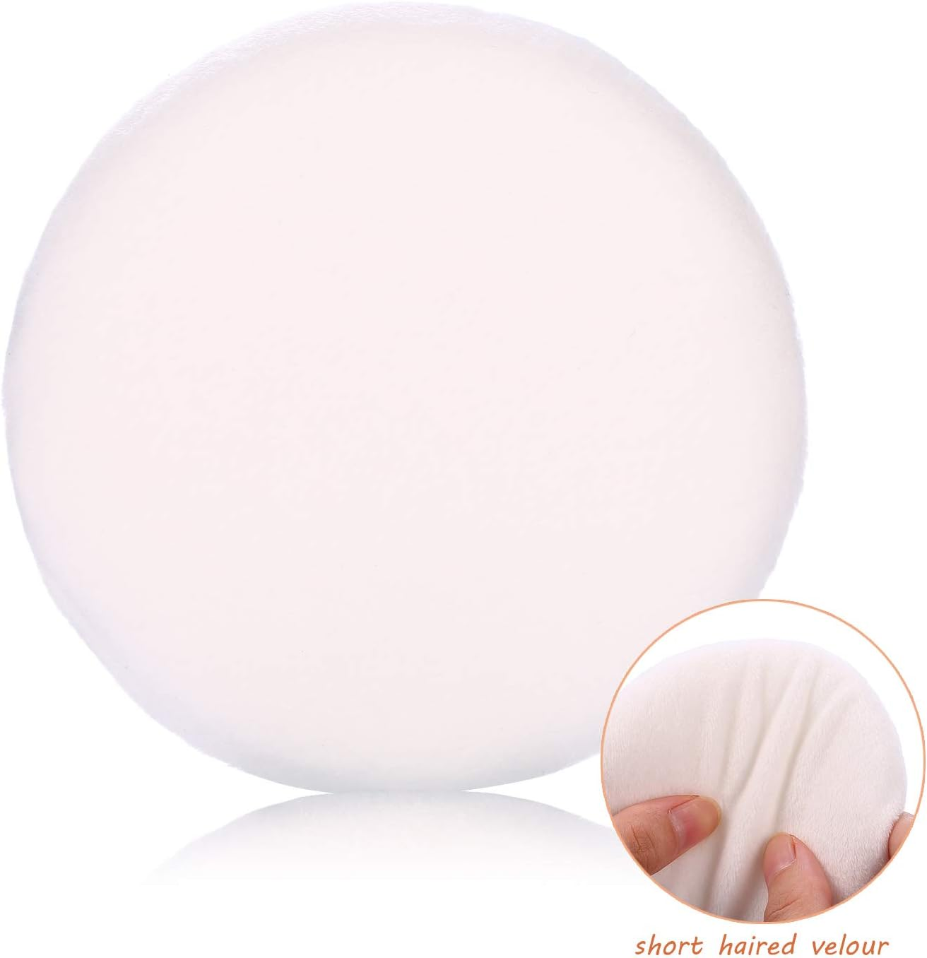 Large Loose Powder Puff, 4.13 Inch Ultra Soft Velour Body Puff with Ribbon - 2Pcs, White, Round image number 2