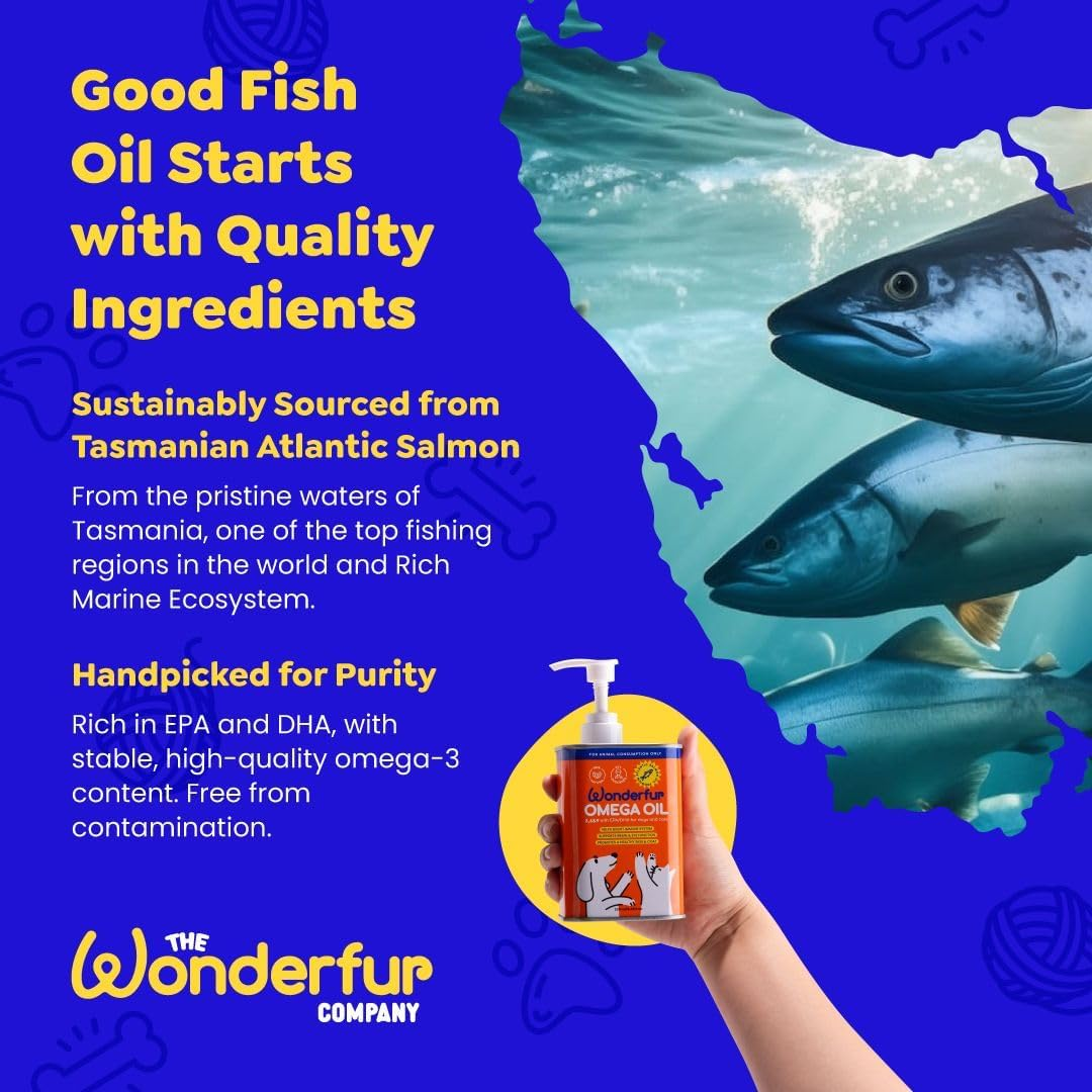 Wonderfur Omega Oil for Dogs and Cats &ndash; Natural Omega 3, 6, 9 Tasmanian Atlantic Salmon Fish Oil Supplement for Skin, Coat, Joint, and Immune Support &ndash; Australian-Made Pet Health Product image number 2