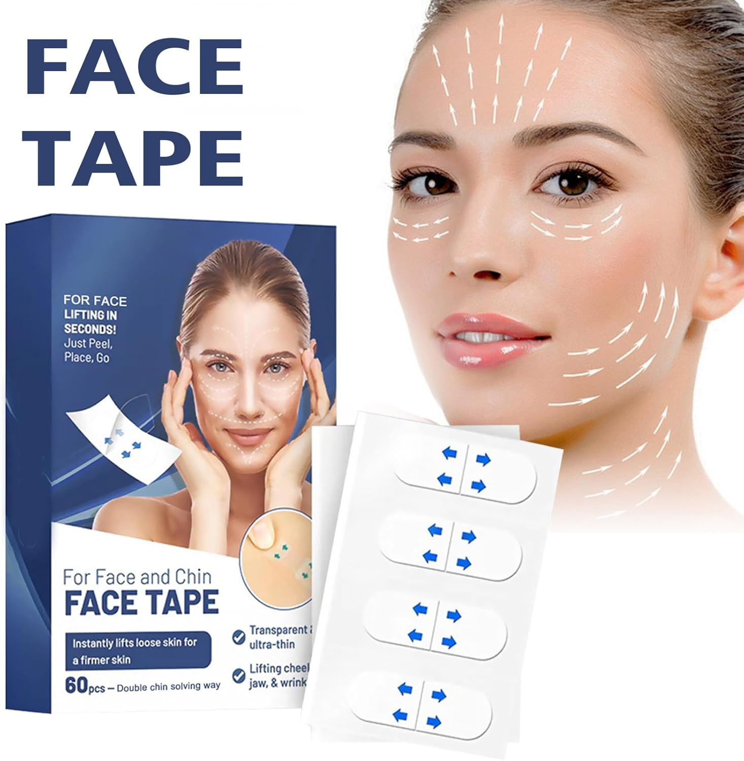Face Tape | Secret Make up Stickers, Secret Make up Sticker, Facelift Tape for Face Neck, Instant Face Lift Stickers, Face Tape for Wrinkles, Neck Double Chin Puchen image number 1