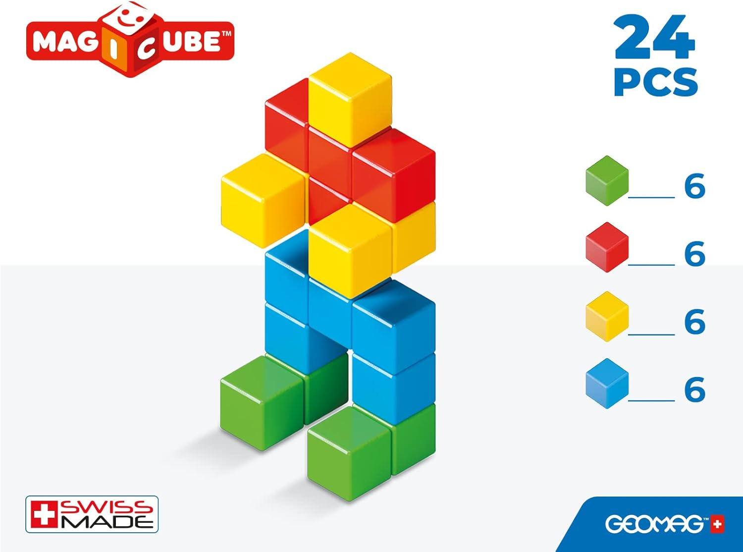 Geomag Magicube - 24 Cubes - Magnetic Construction for Children - Green Collection - 100% Recycled Plastic Educational Toys image number 1