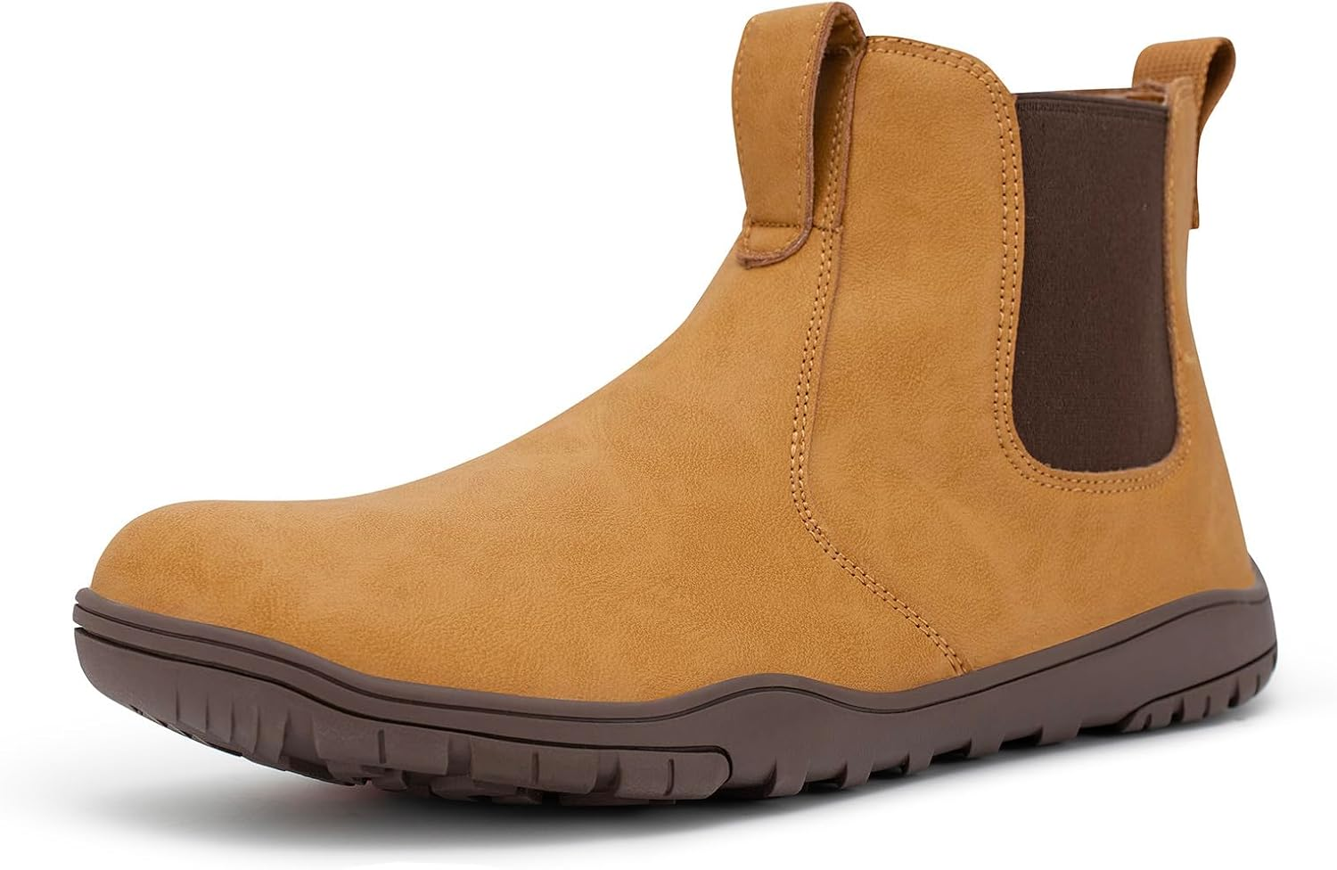 FEFELUIS Chelsea Barefoot Boot for Men- Wide Toe Box Zero Drop Slip on Minimalist Hi-Top Shoes