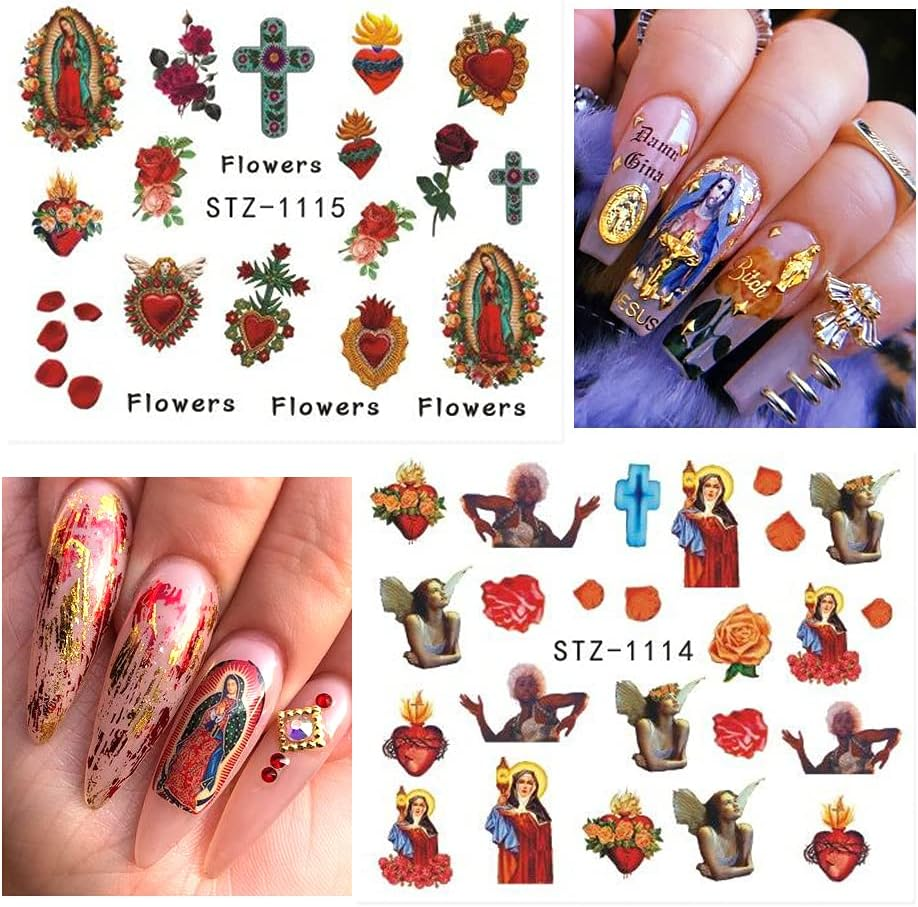 8 Sheets Angel Nail Art Stickers Cupid Nail Decals Water Transfer Design Angel Eros Designer Nail Stickers for Women Girls Cute Nail Decoration DIY Manicure Tips image number 4