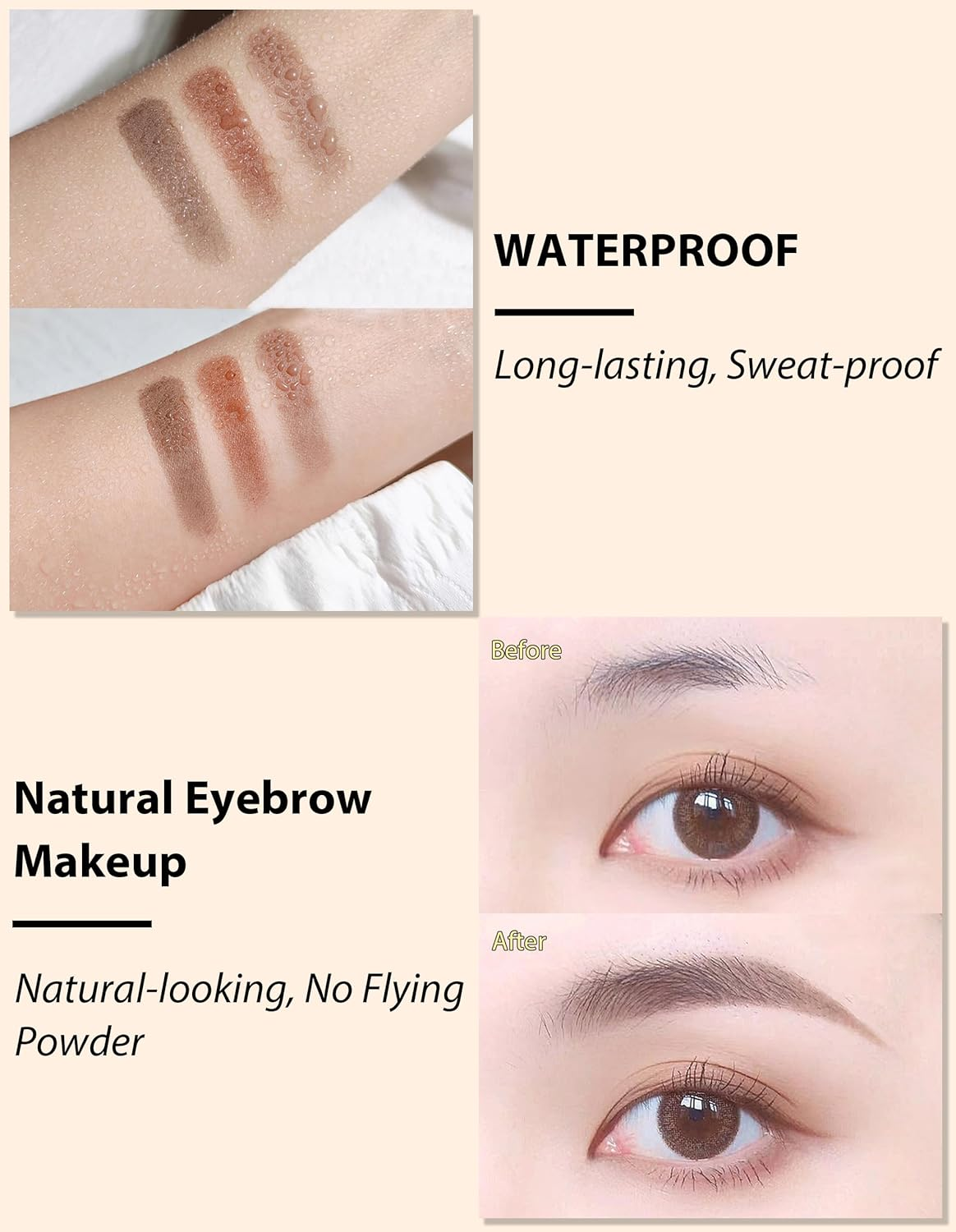 Erinde Eyebrow Powder Makeup Palette, 2 Colors Brow Powder Palette with Brow Brush and Razor, Eyebrow Tint Powder Filler to Shape Natural Brows, Long-Lasting Waterproof Brow Kit #3 - 3 image number 6