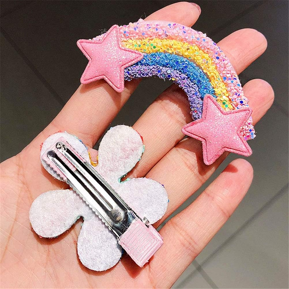 Hair Bobby Pins,Barrettes,Snap Clip,Hair Slides,Set Girls Cute Rainbow Star Flower Hairpins Children Sweet Hair Clips Barrette Hair Ornament Fashion Hair Accessories (Color : 45) (Color : 47) image number 3