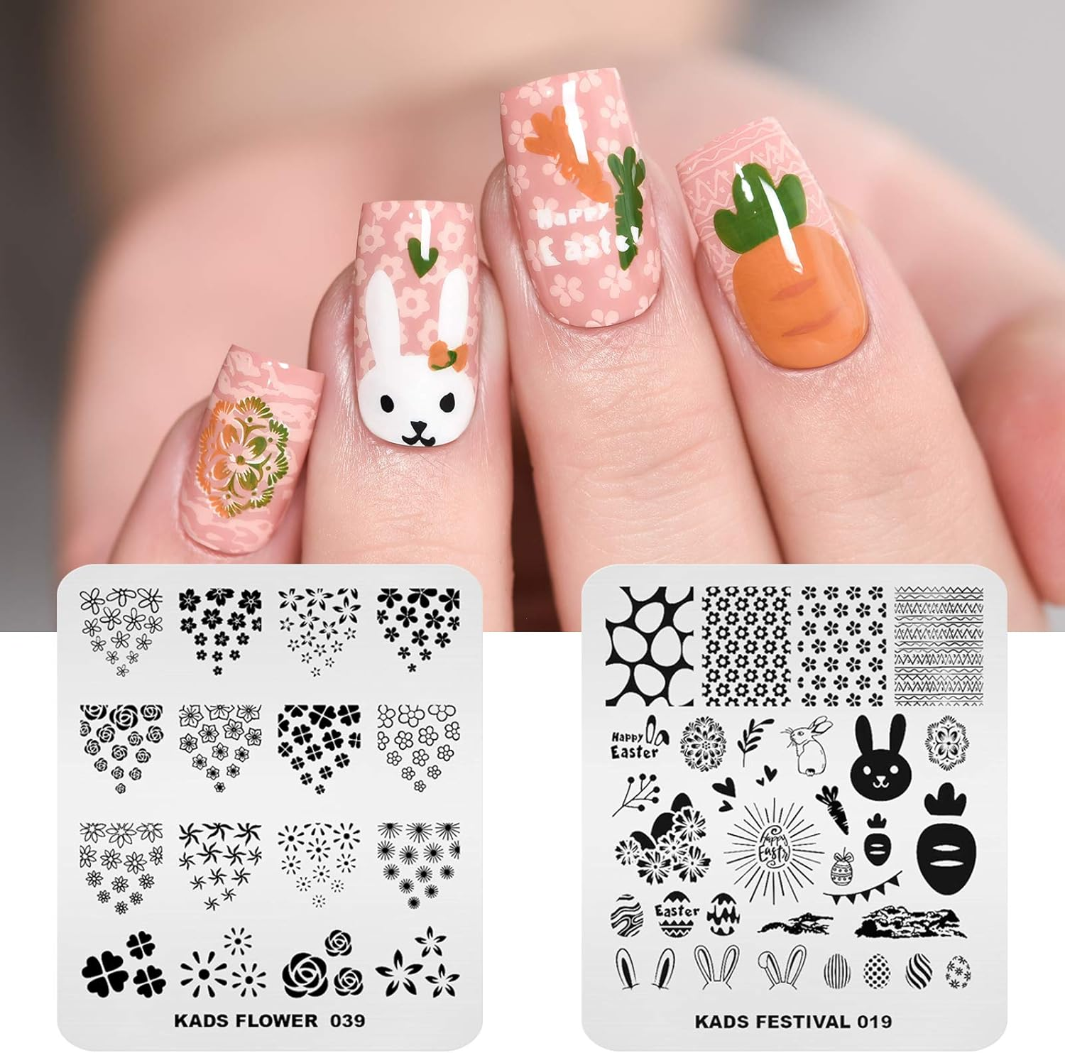 KADS 11Pcs Nail Stamp Plates Set 10 Plates Christmas Snowflakes Cute Animals+ 1 Laser Symphony Storage Bag Christmas Nails Art Stamping Plate Set Leaves Flowers Animal Nail Plate Template Image Plate image number 4
