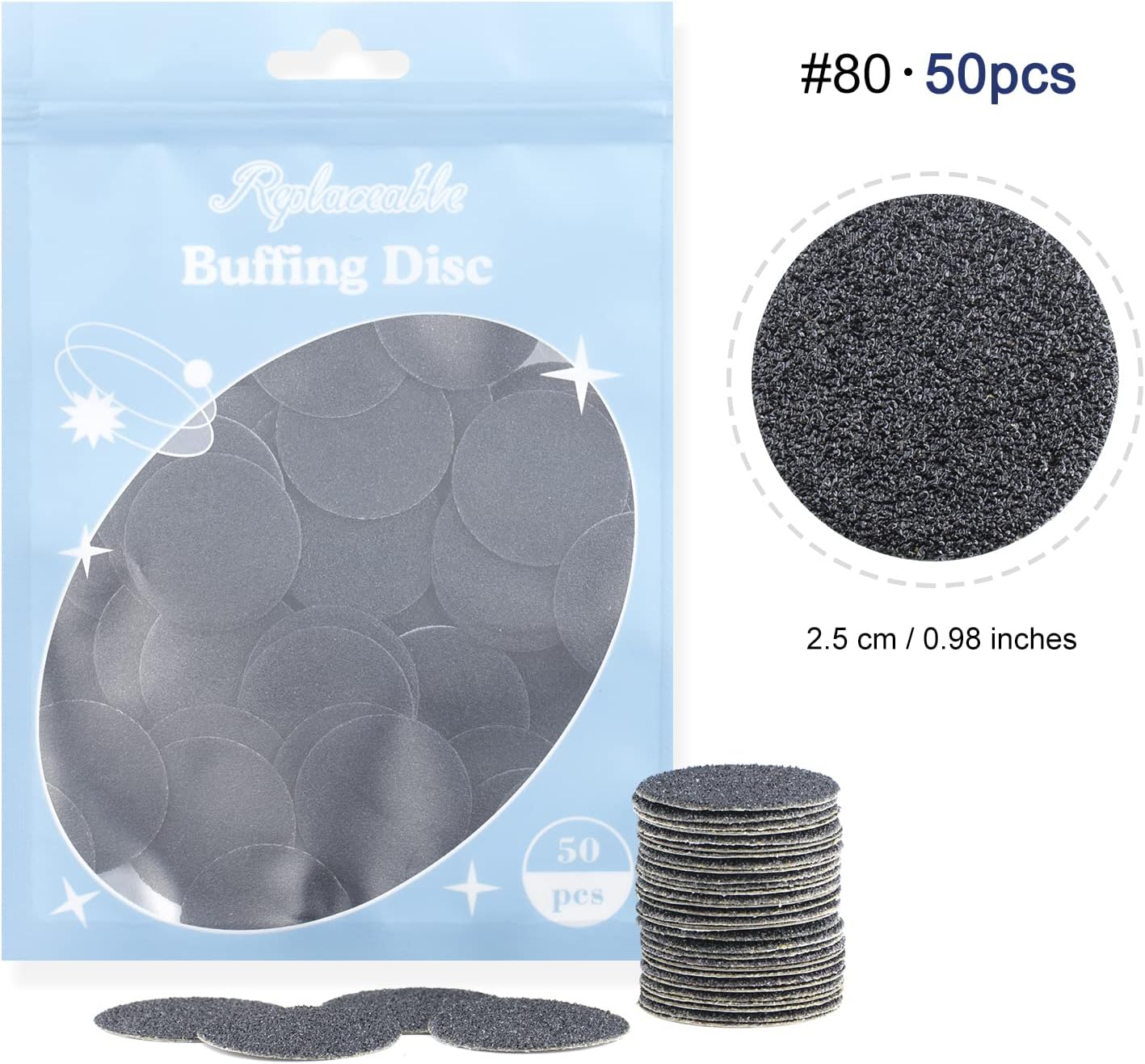 BNG Foot File for Callus Remover, Pack of 50, Foot Sandpaper, Replacement Foot Files Pads with Electric Sanding Disc Shaft for Cracked Heels, Hard Dead Skin, Pedicure Set #80 image number 1