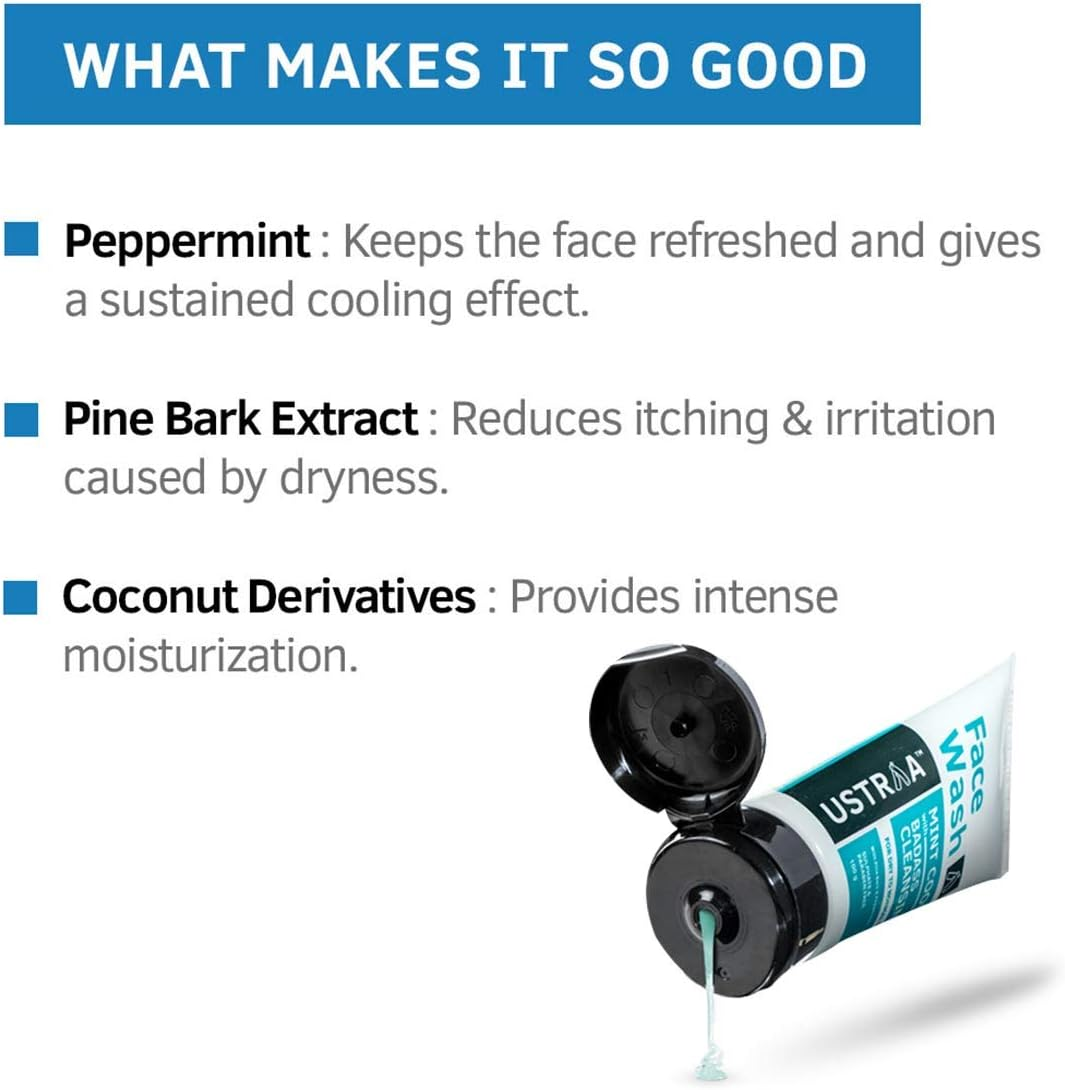 Ustraa Face Wash - Dry Skin (Mint Cool) - 100Gm image number 6