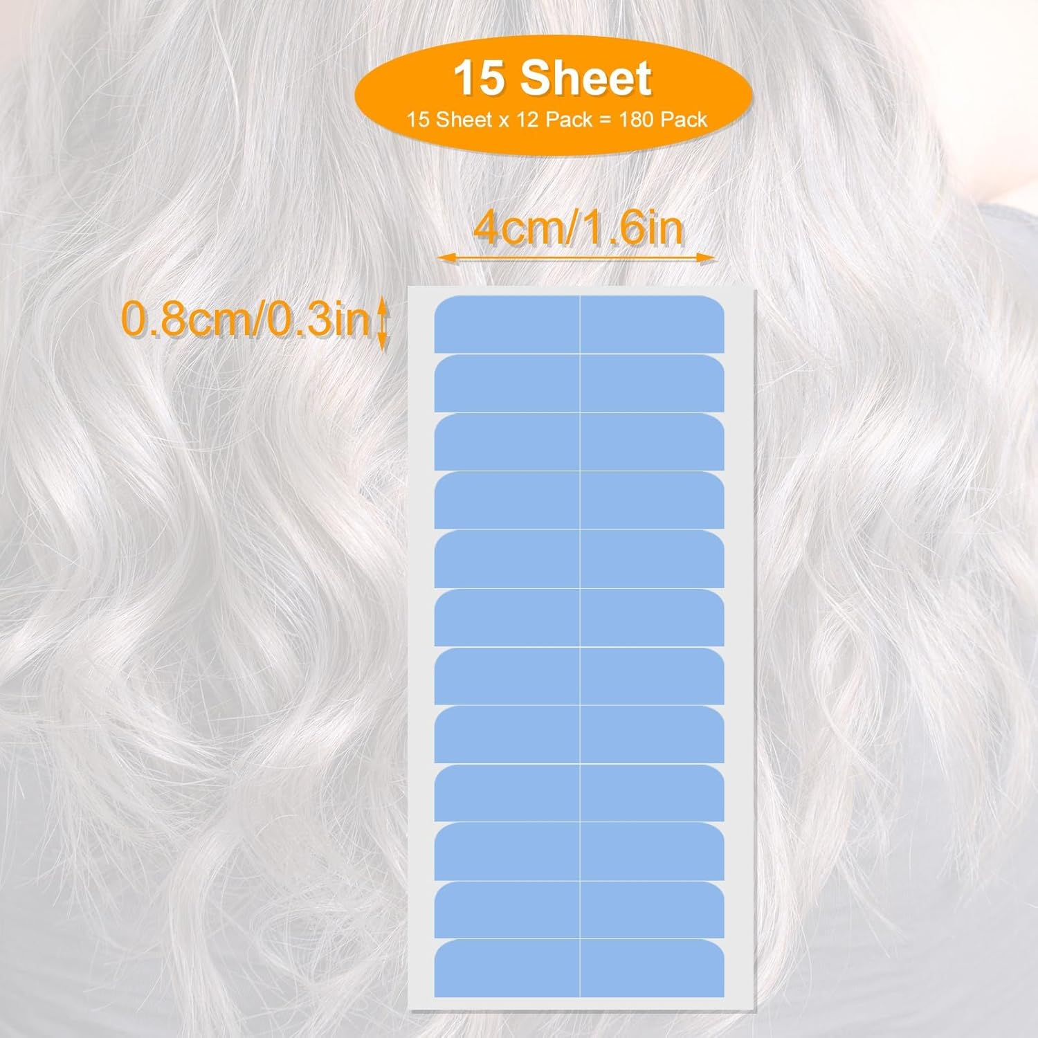 180 Pcs Hair Extension Tape Taps, Double Sided Adhesive Hair Extension Tape Replacement, Professional Strong No-Residue Bonding Tapes (Blue) image number 1