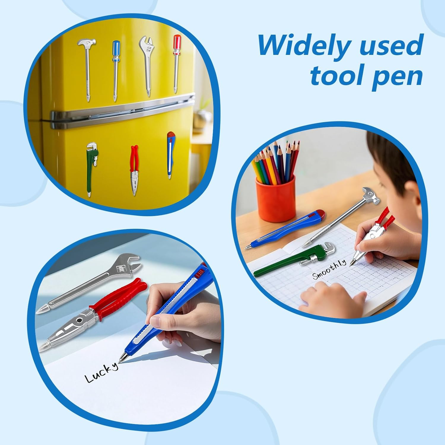 7PCS Funny Tool Ballpoint Pens, Novelty Black Ink Hardware Shape Pen, Hammer Pens Wrench Writing Pen for Boys Worker Craftsman Gift School Office Stationary Supplies image number 3